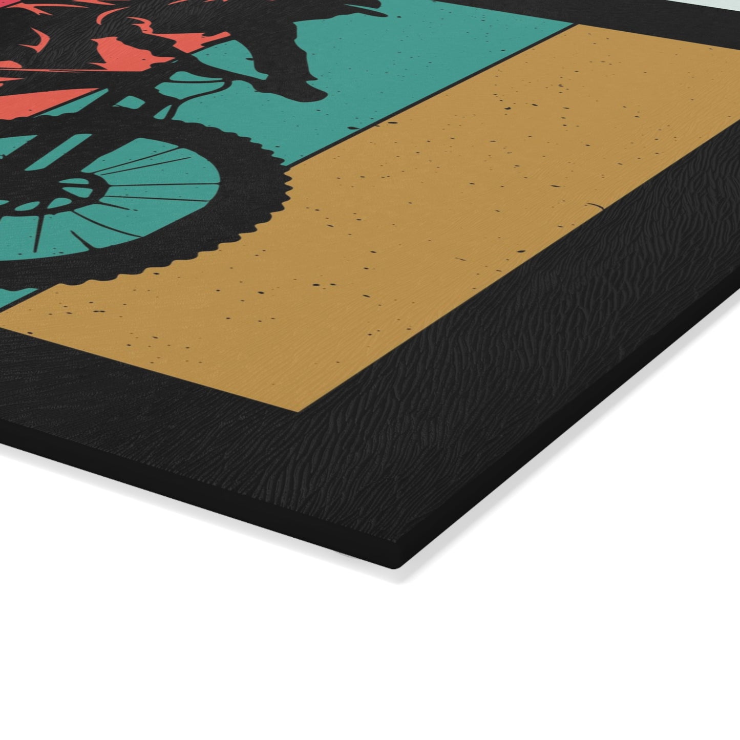 Ride to Clear Your Head - Retro Mountain Bike Glass Cutting Board