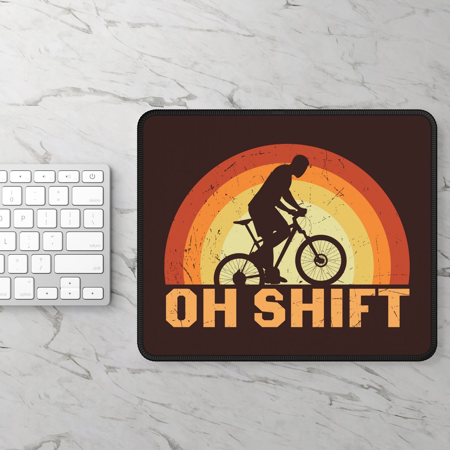 Oh Shift Cycling Mouse Pad - Retro Bike Desk Decor
