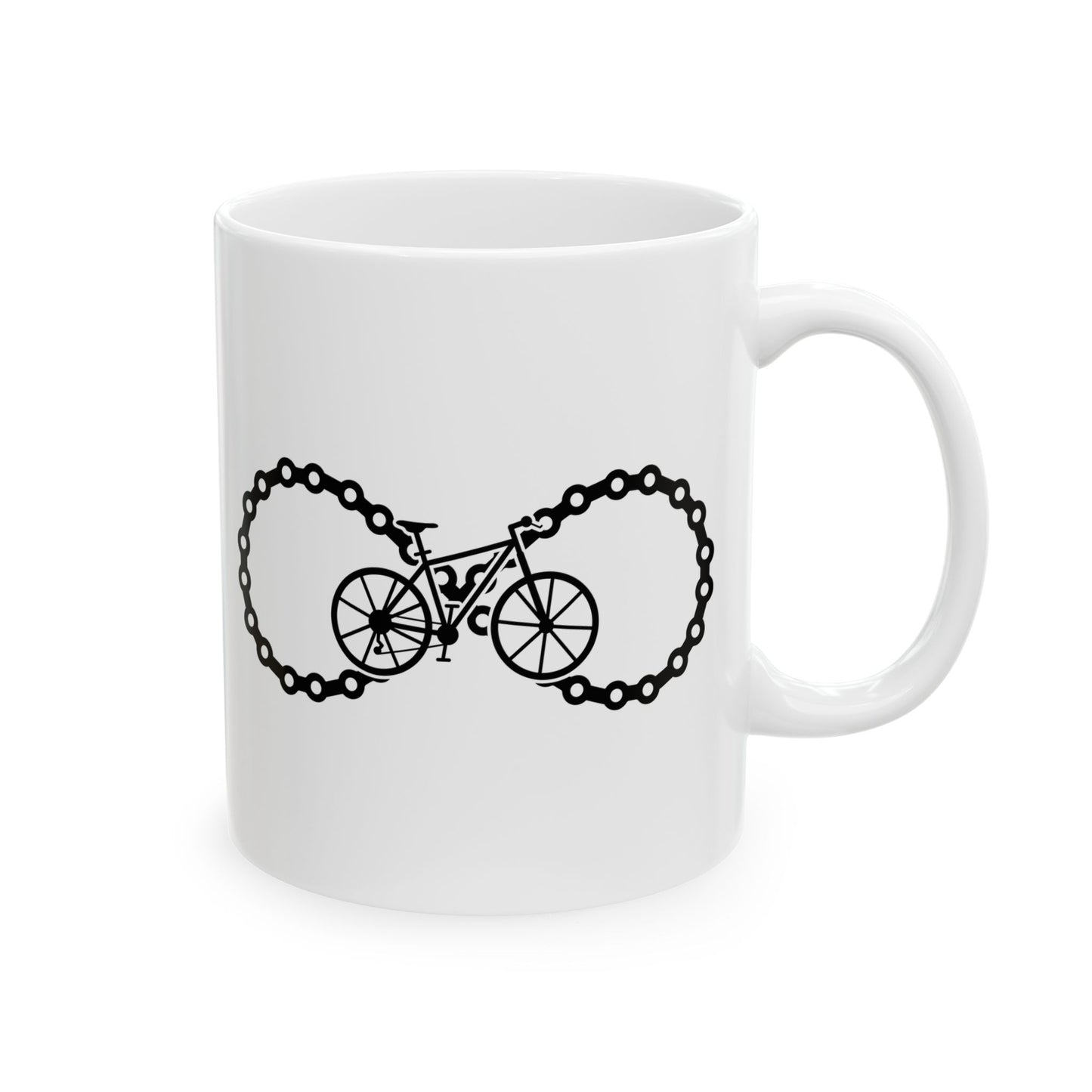 Infinite Chain Ride Mug | Bicycle Infinity Line Art | Endless Cycling Coffee Mood