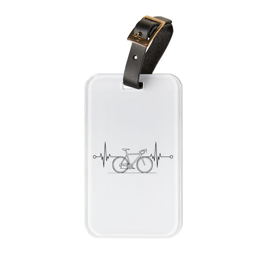 Bicycle Heartbeat Luggage Tag - Minimal Cycling Travel Tag, Bike Lover Accessory, Clean Line Bike Design