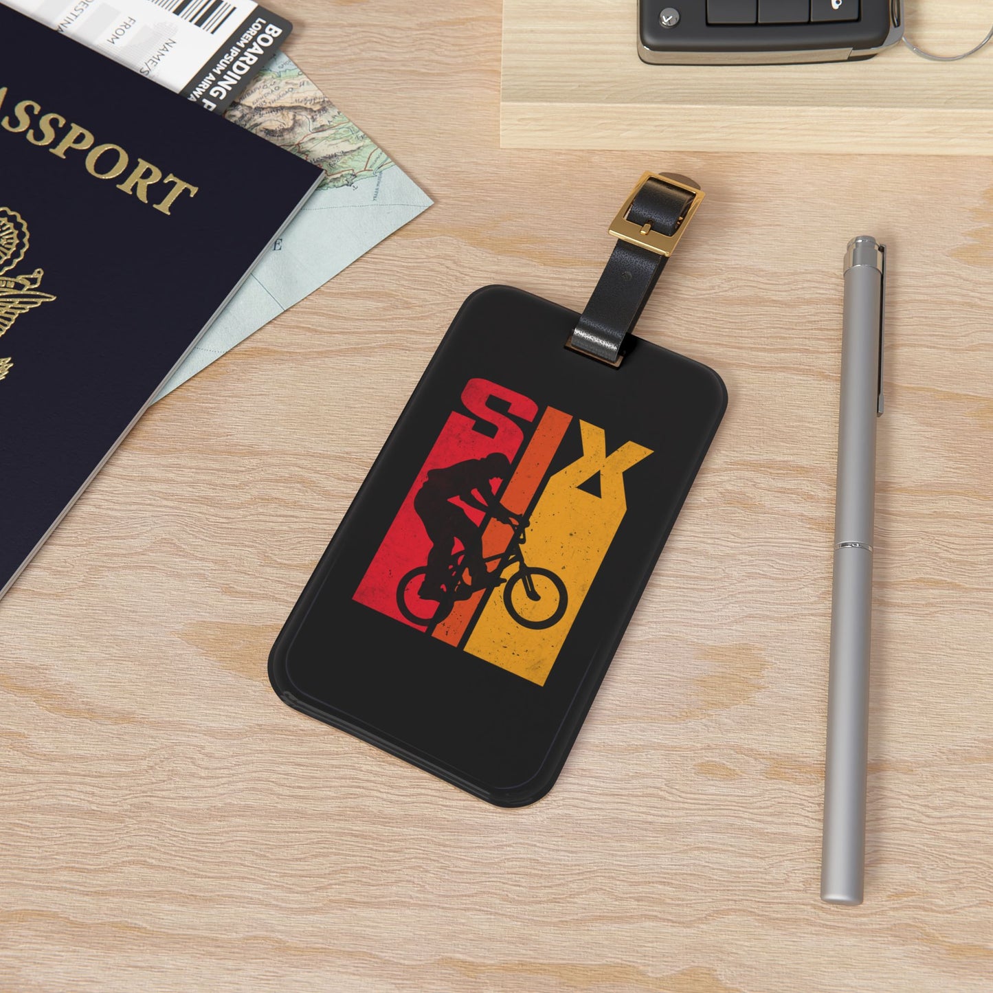 Cycling Luggage Tag Gift for Bike Lovers - Retro BMX Rider Design