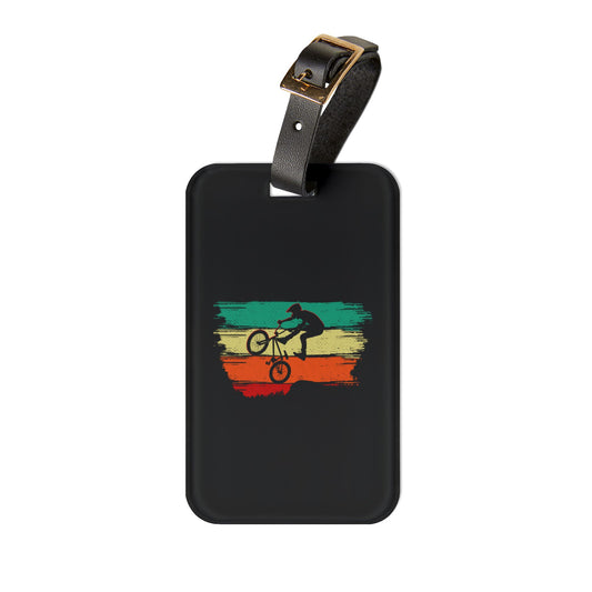 Gift for Cyclist Luggage Tag, Retro BMX Bike Lover Travel Tag