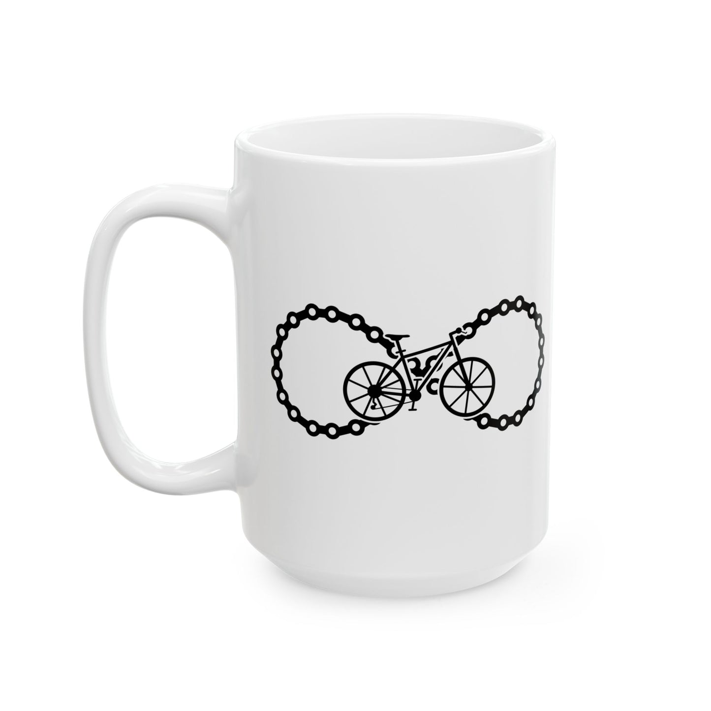 Infinite Chain Ride Mug | Bicycle Infinity Line Art | Endless Cycling Coffee Mood