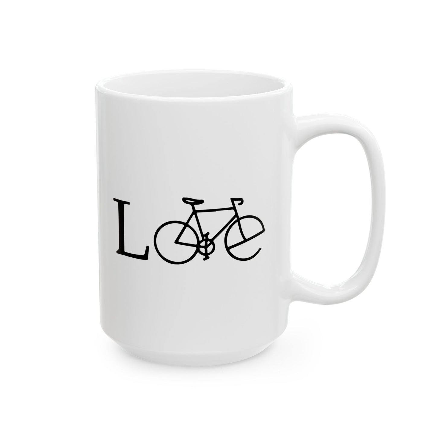 Love In Motion Bicycle Mug | Minimal Wordplay Cycling Art | Thoughtful Coffee Gift