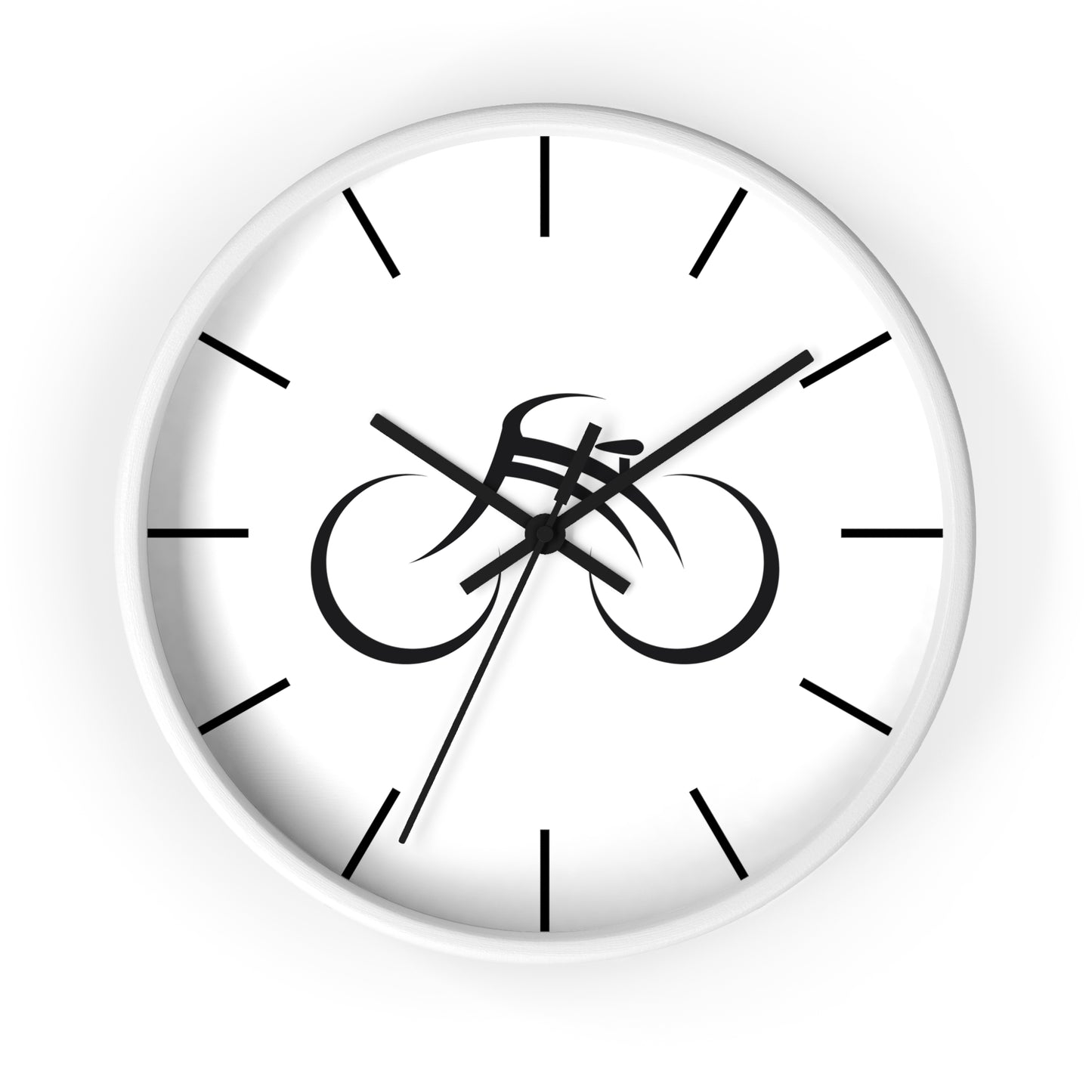 Minimal Bicycle Wall Clock - Modern Cycling Clock, Black and White Bike Home Decor