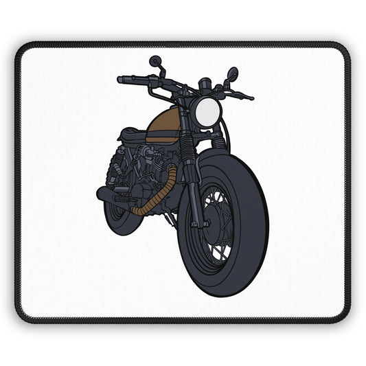 Motorcycle Mouse Pad for Riders Desk Decor, Neoprene Office Accessory with Vintage Bike Illustration