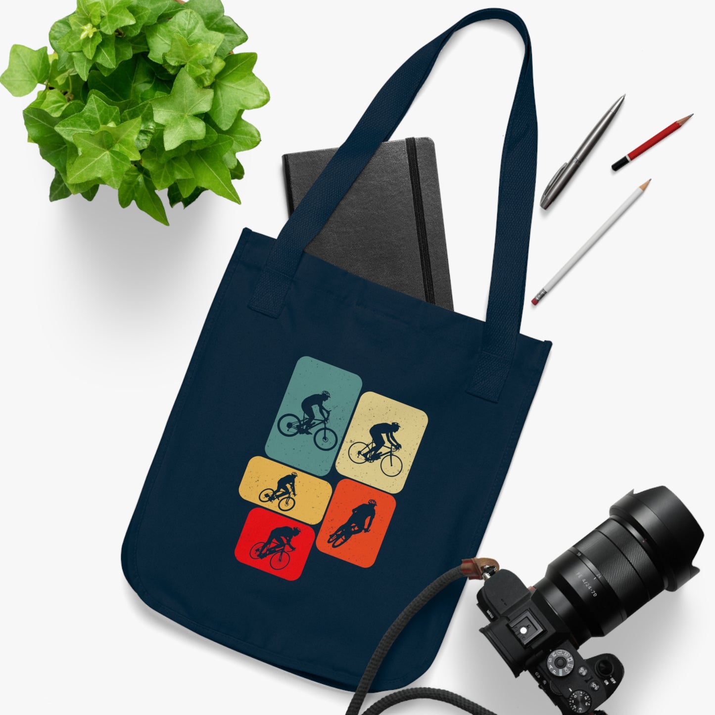 Cycling Lifestyle Tote Bag - Organic Cotton Bike Graphic Bag