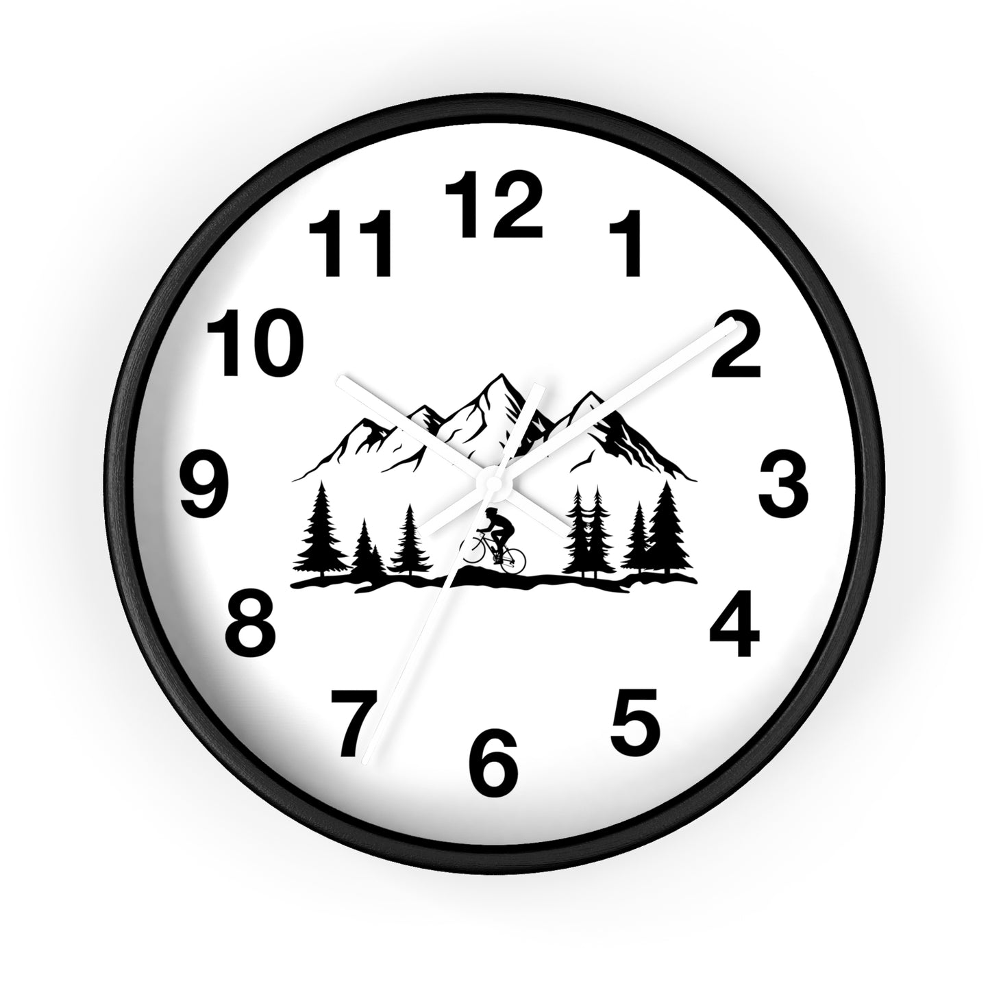 Mountain Bike Wall Clock - Outdoor Adventure Clock, Minimal Nature Home Decor