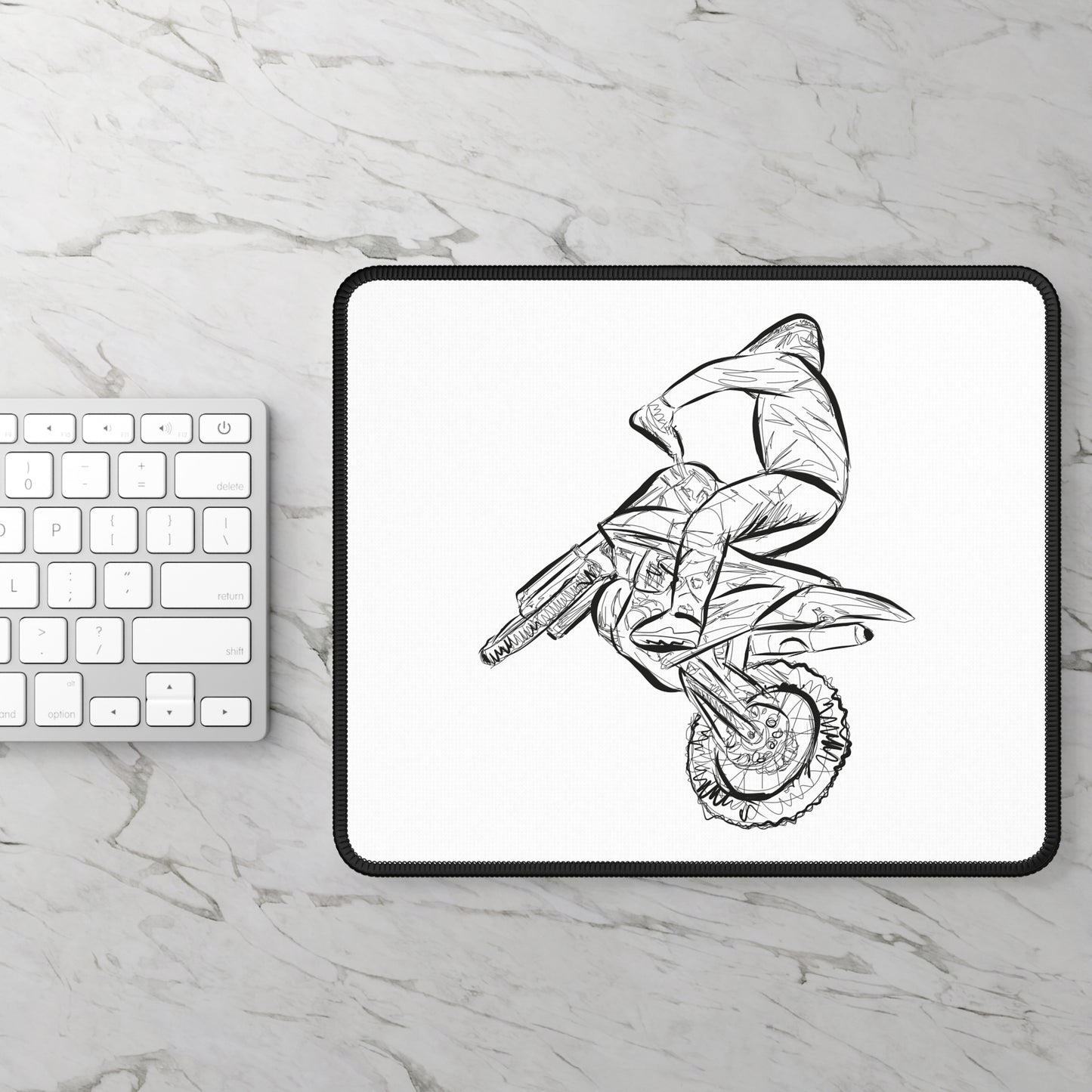 Bike Rider Sketch Mouse Pad, Cycling Desk Decor, Neoprene Mousepad for Bike Lovers