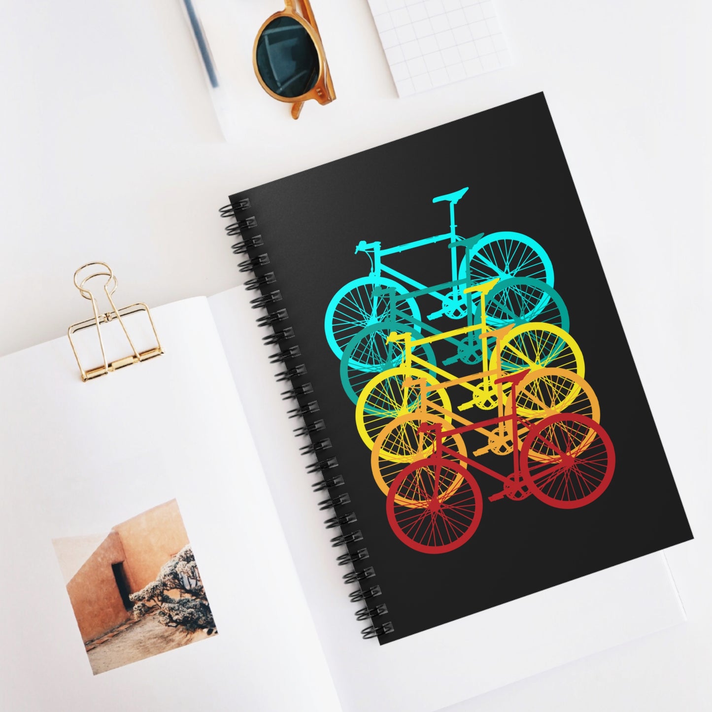 Layered Bicycle Spiral Notebook - Color Cycling Writing Journal