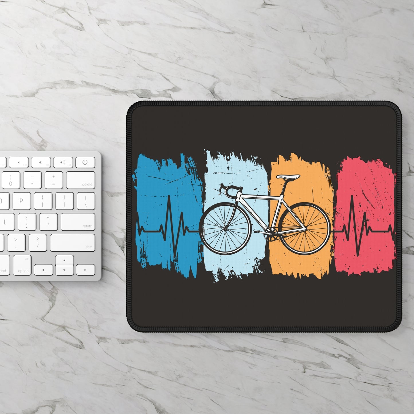 Cycling Heartbeat Mouse Pad - Graphic Bike Desk Decor
