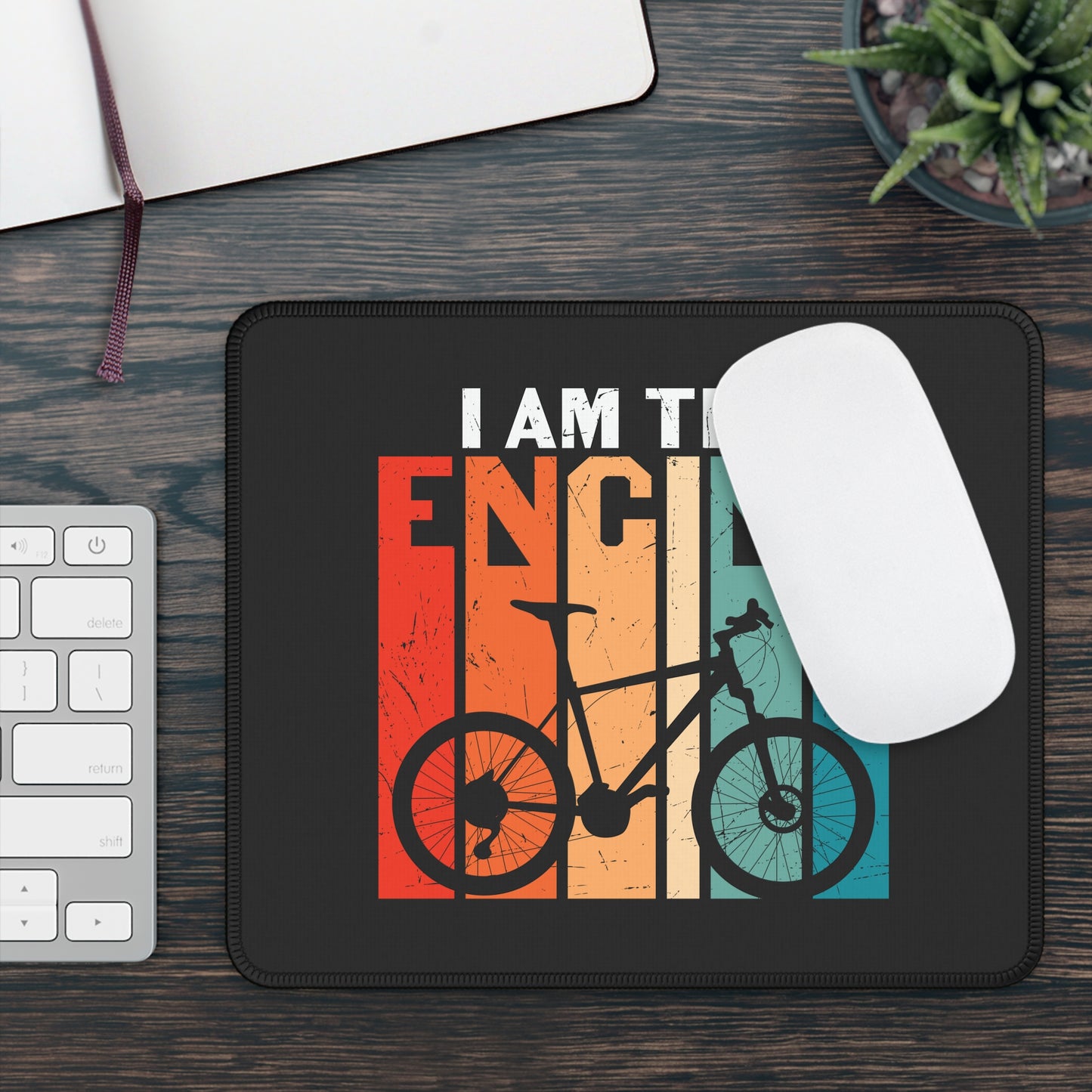 I Am the Engine Cycling Mouse Pad - Retro Bike Desk Decor