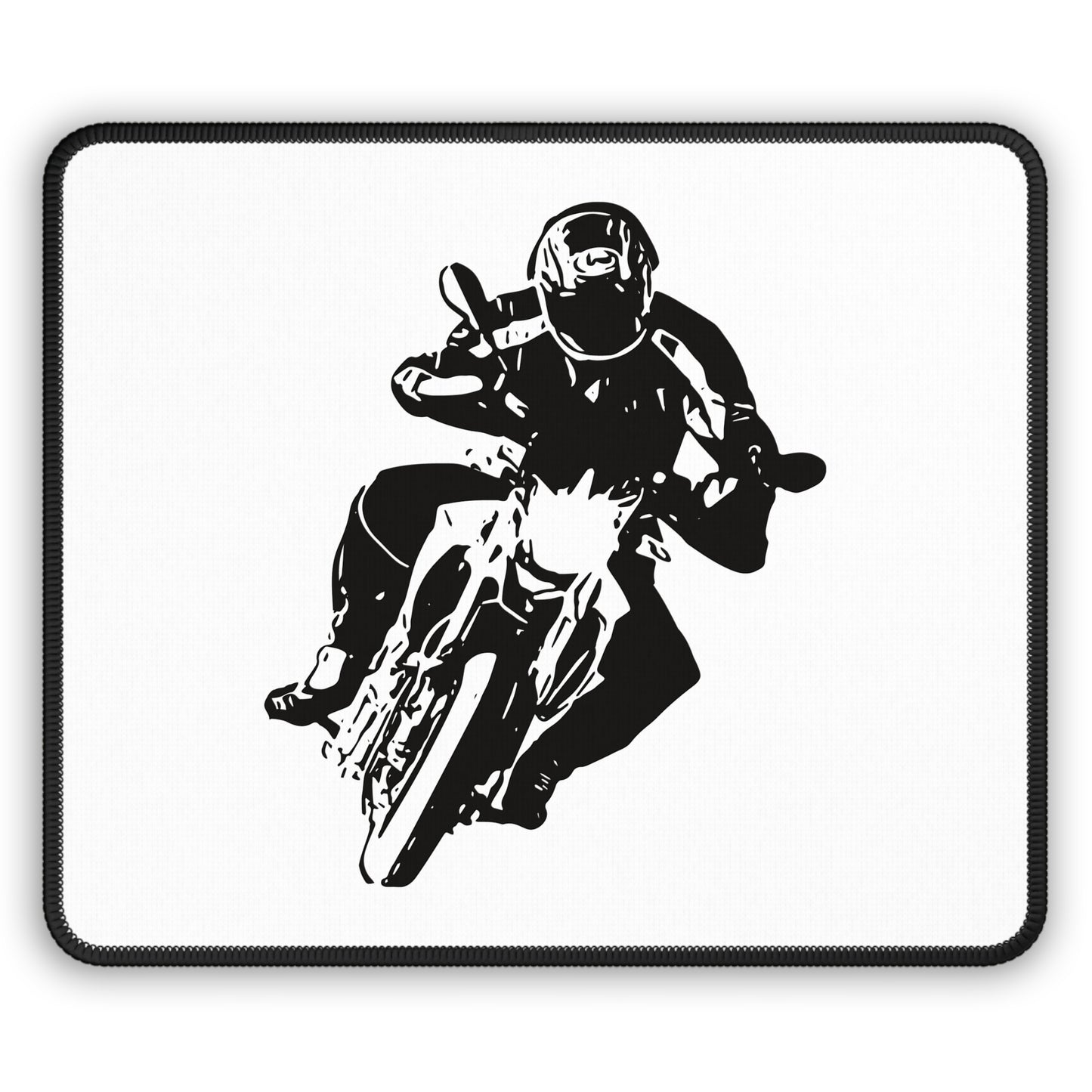 Cyclist Desk Mouse Pad Black Rider Silhouette, Neoprene Computer Mousepad for Bike Lovers