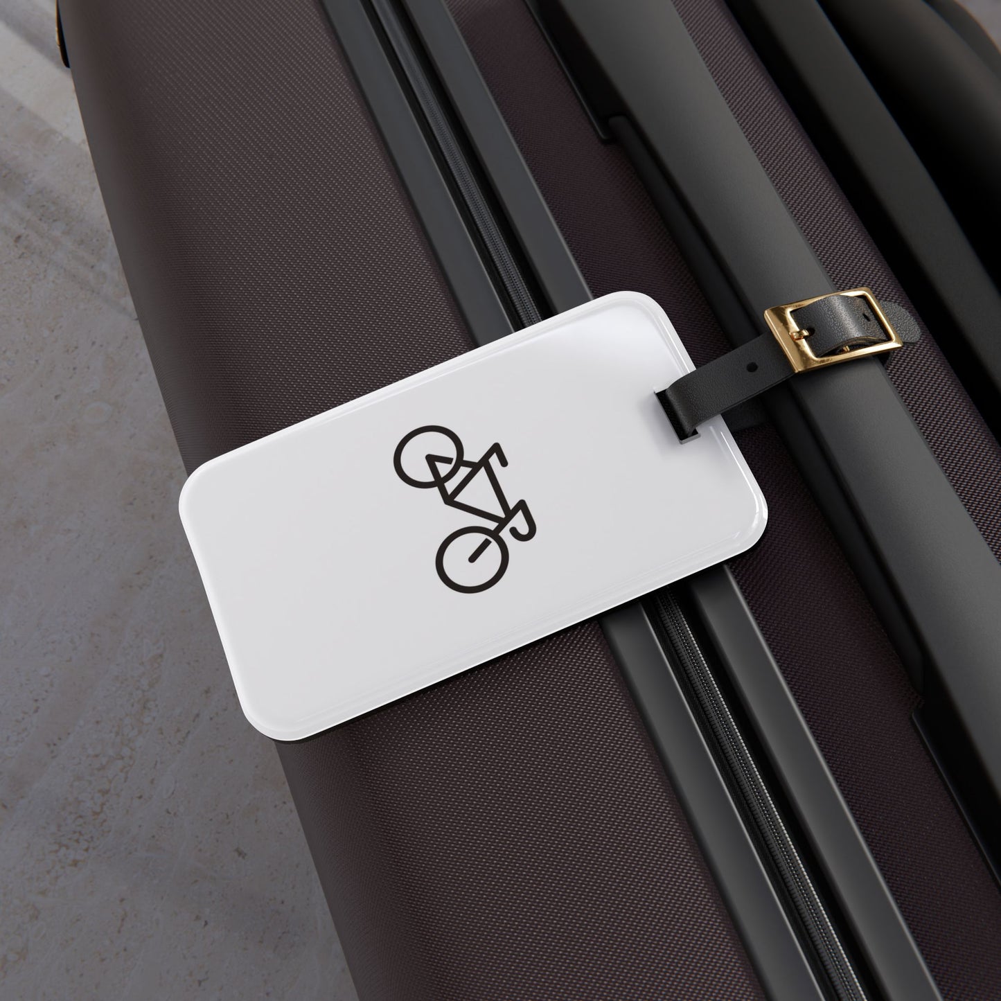 Cycling Luggage Tag Gift for Bike Lovers, Minimal Bicycle Travel Tag with Leather Strap