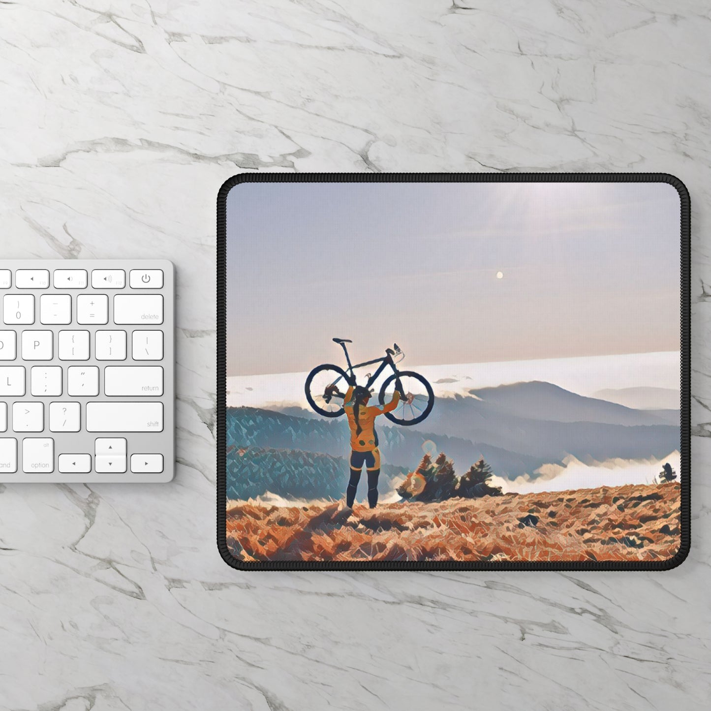 Mountain Ride Moment Mouse Pad - Scenic Cycling Desk Decor