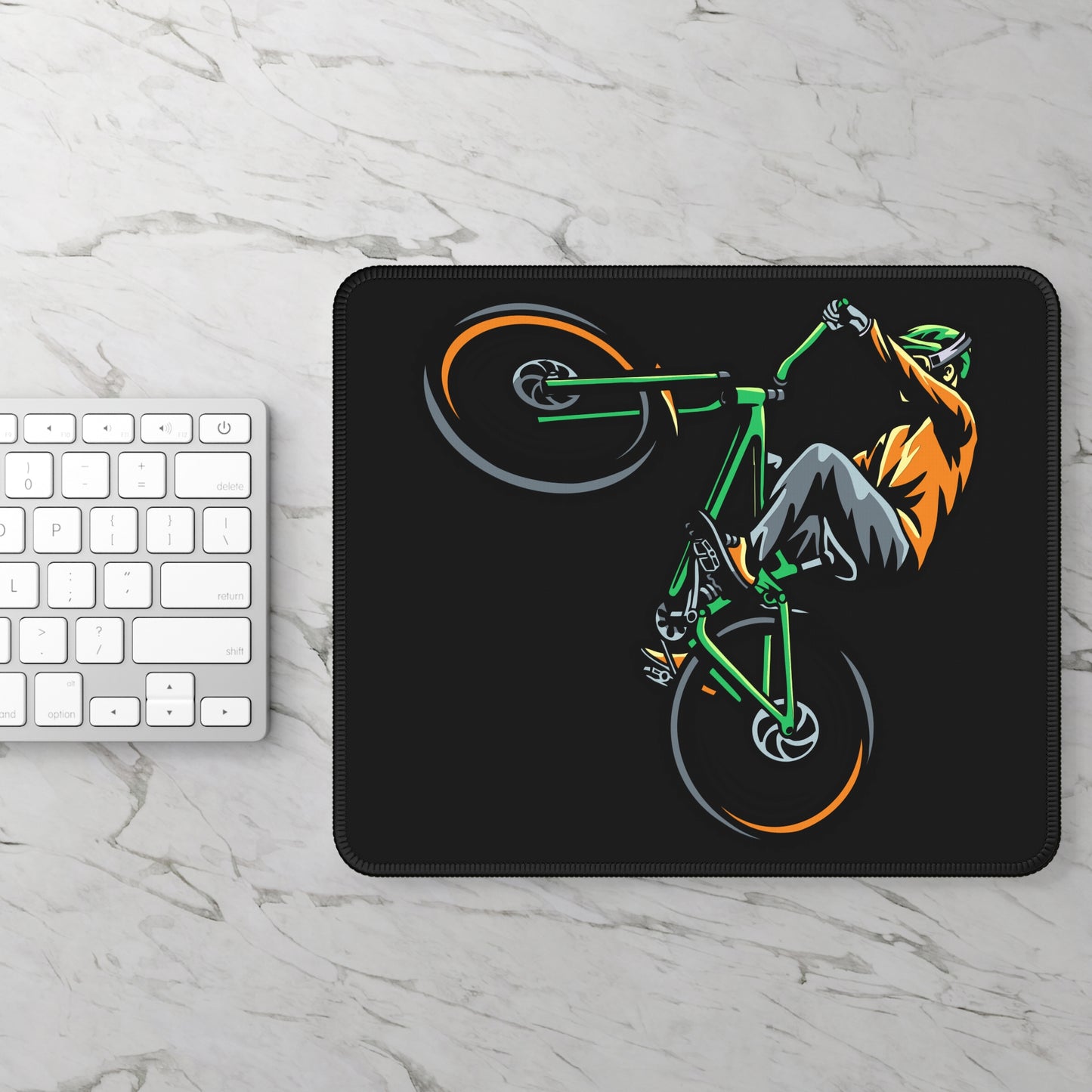 Bold Stunt Cyclist Mouse Pad - Graphic Bike Desk Decor
