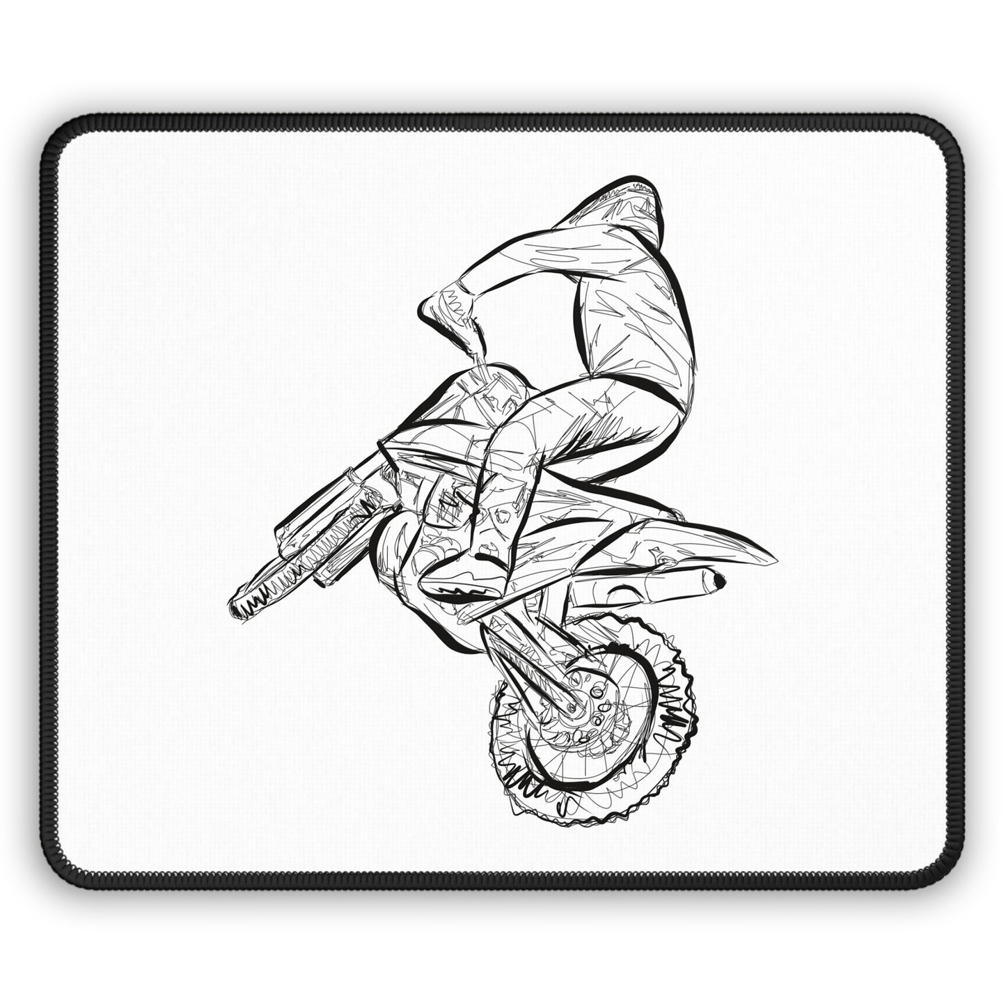 Bike Rider Sketch Mouse Pad, Cycling Desk Decor, Neoprene Mousepad for Bike Lovers