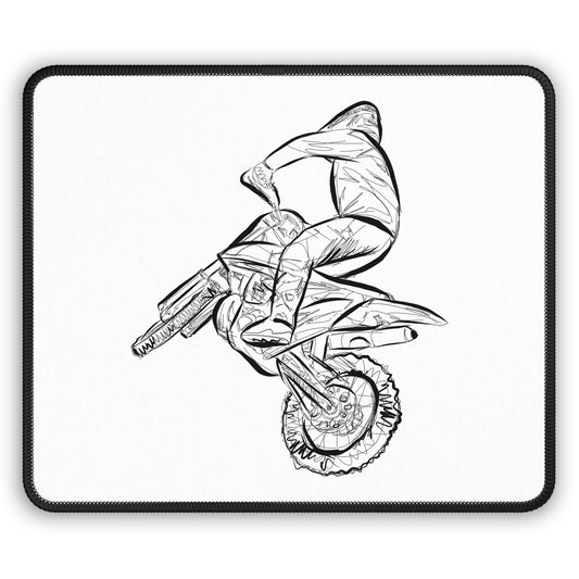 Bike Rider Sketch Mouse Pad, Cycling Desk Decor, Neoprene Mousepad for Bike Lovers