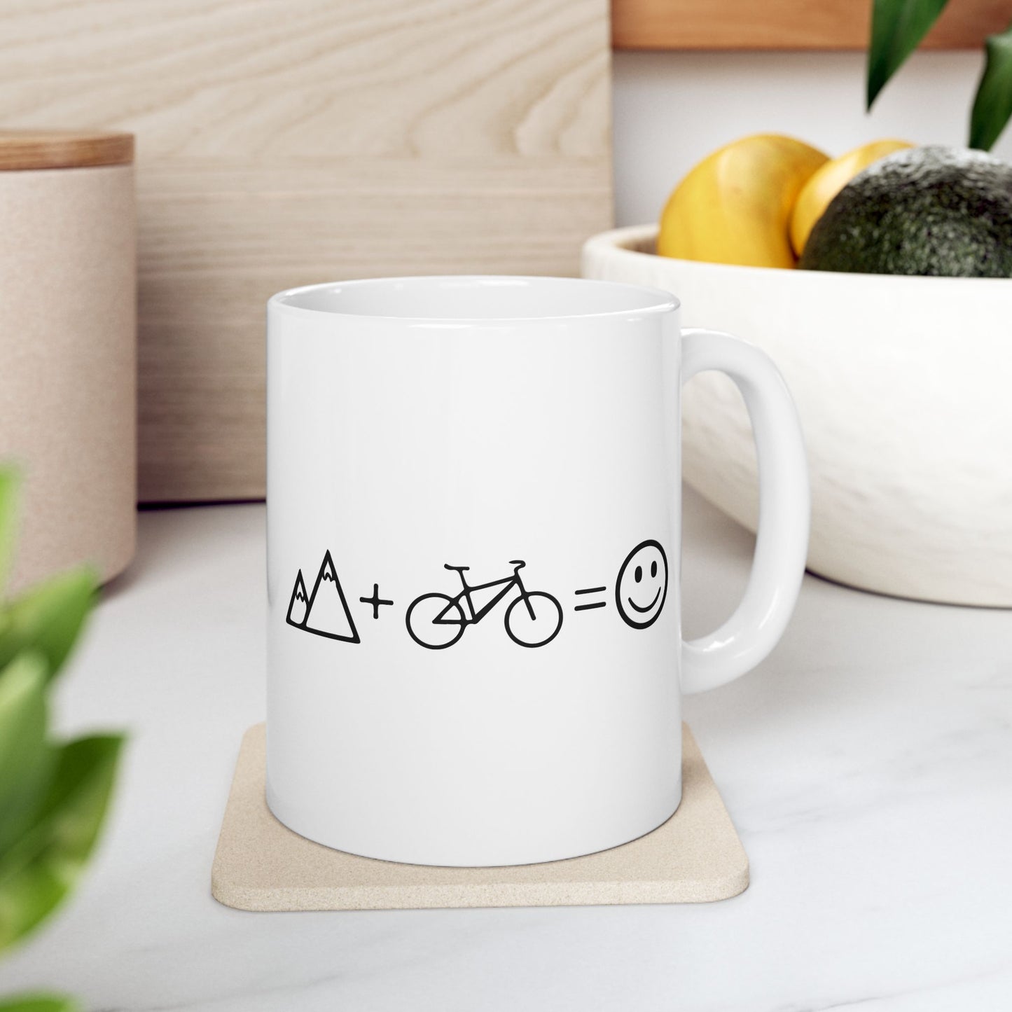 Trail Math Happiness Mug | Mountain Bike Equation Art | Adventure Coffee Mood