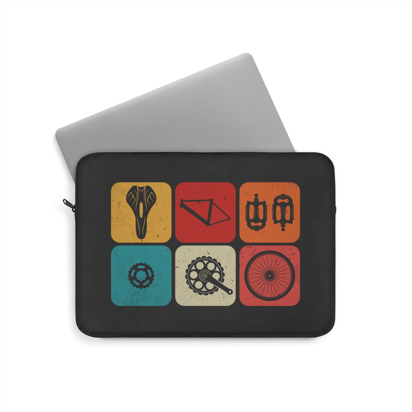 Bike Parts Grid - Minimal Cycling Laptop Sleeve for Urban Riders