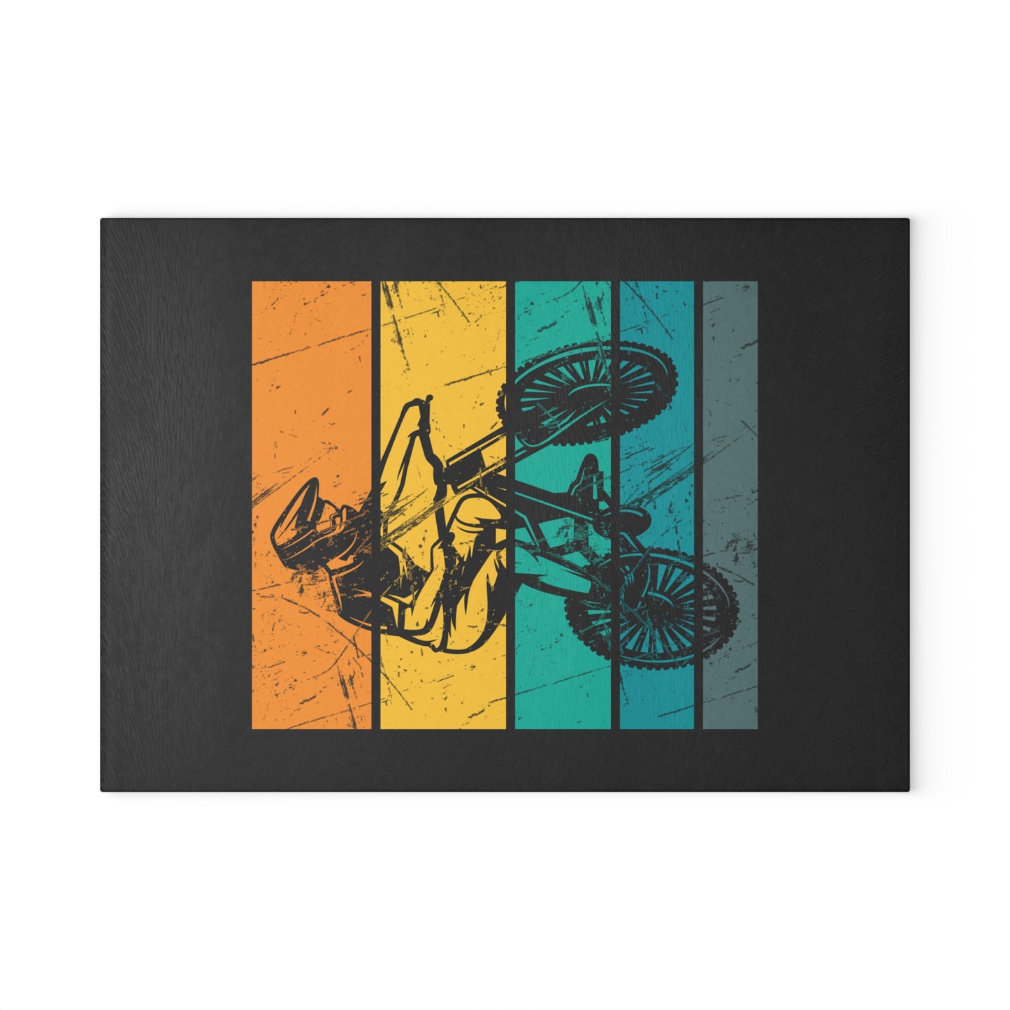Cycling Clears My Head - Retro Bike Glass Cutting Board for Urban Riders