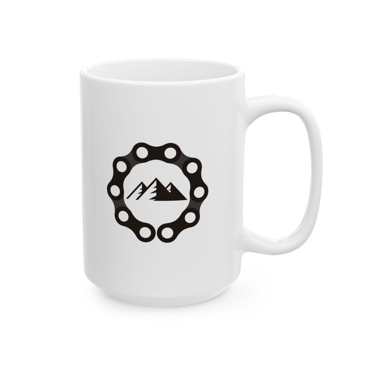 Trail Core Emblem Mug | Mountain Cycling Chain Icon | Adventure Coffee Mood