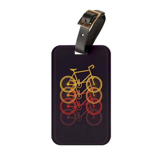 Cycling Luggage Tag - Retro Stacked Bicycle Design, Bike Travel Tag, Gift for Cyclists & Bike Lovers