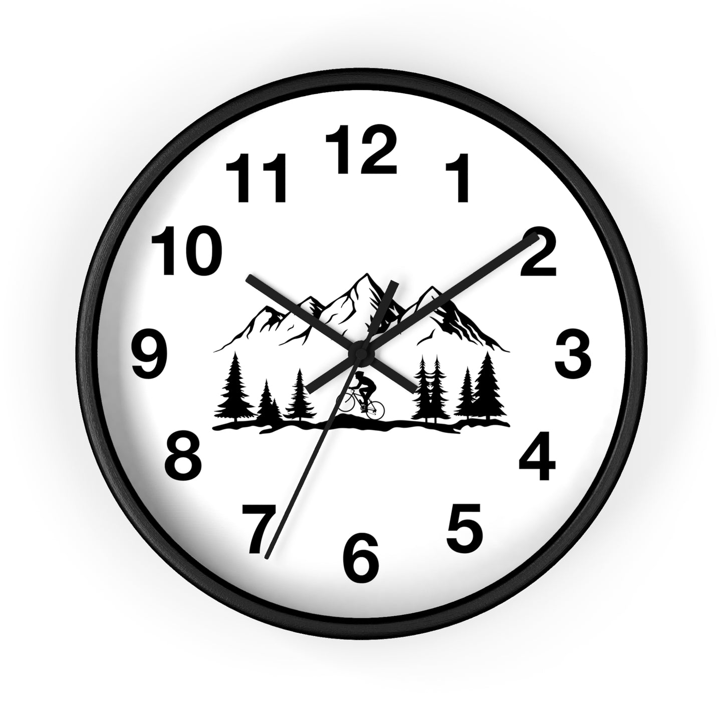 Mountain Bike Wall Clock - Outdoor Adventure Clock, Minimal Nature Home Decor