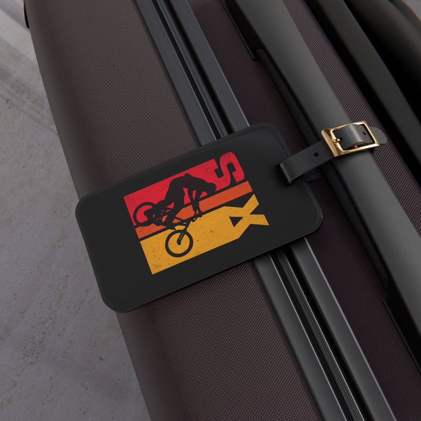 Cycling Luggage Tag Gift for Bike Lovers - Retro BMX Rider Design