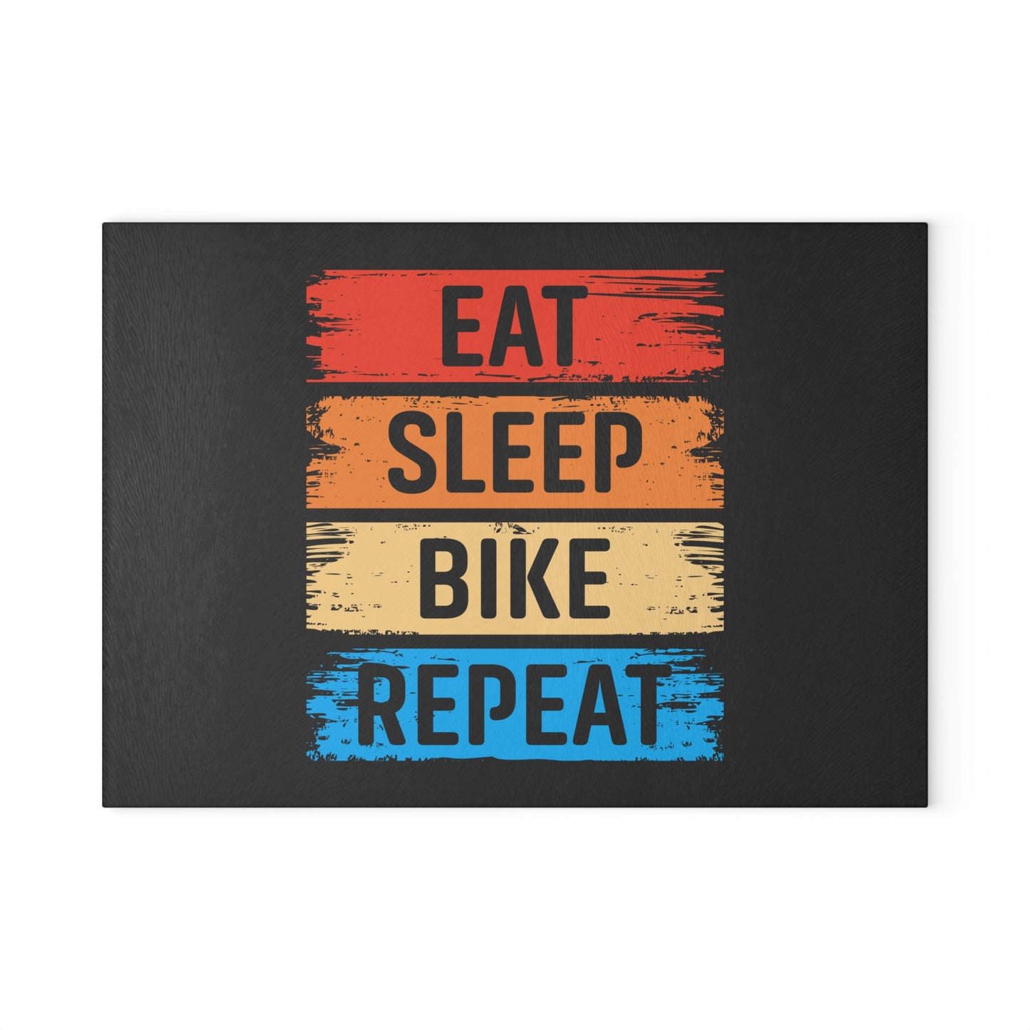 Eat Sleep Bike Repeat Glass Cutting Board - Cycling Kitchen Decor Gift for Bike Lovers