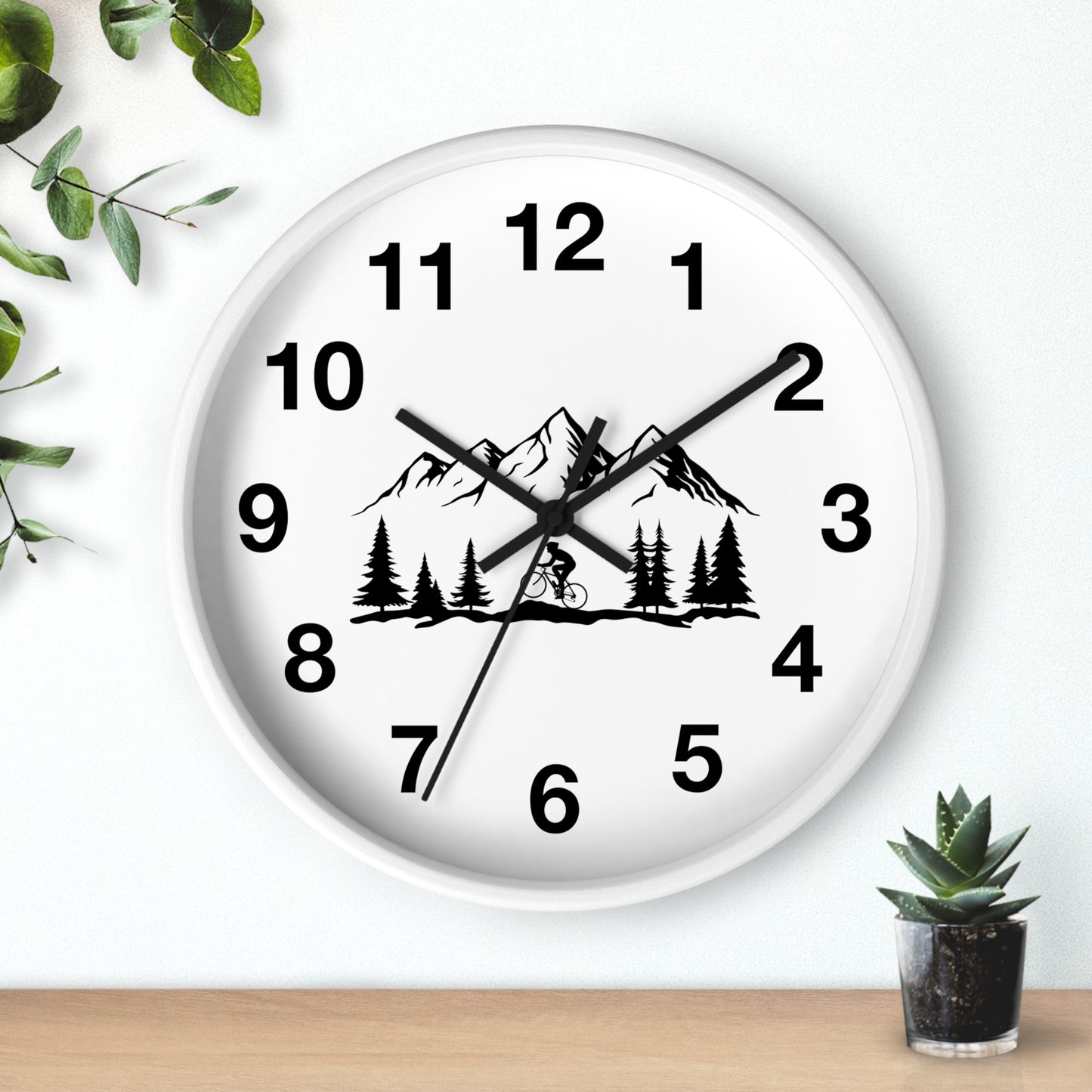 Mountain Bike Wall Clock - Outdoor Adventure Clock, Minimal Nature Home Decor