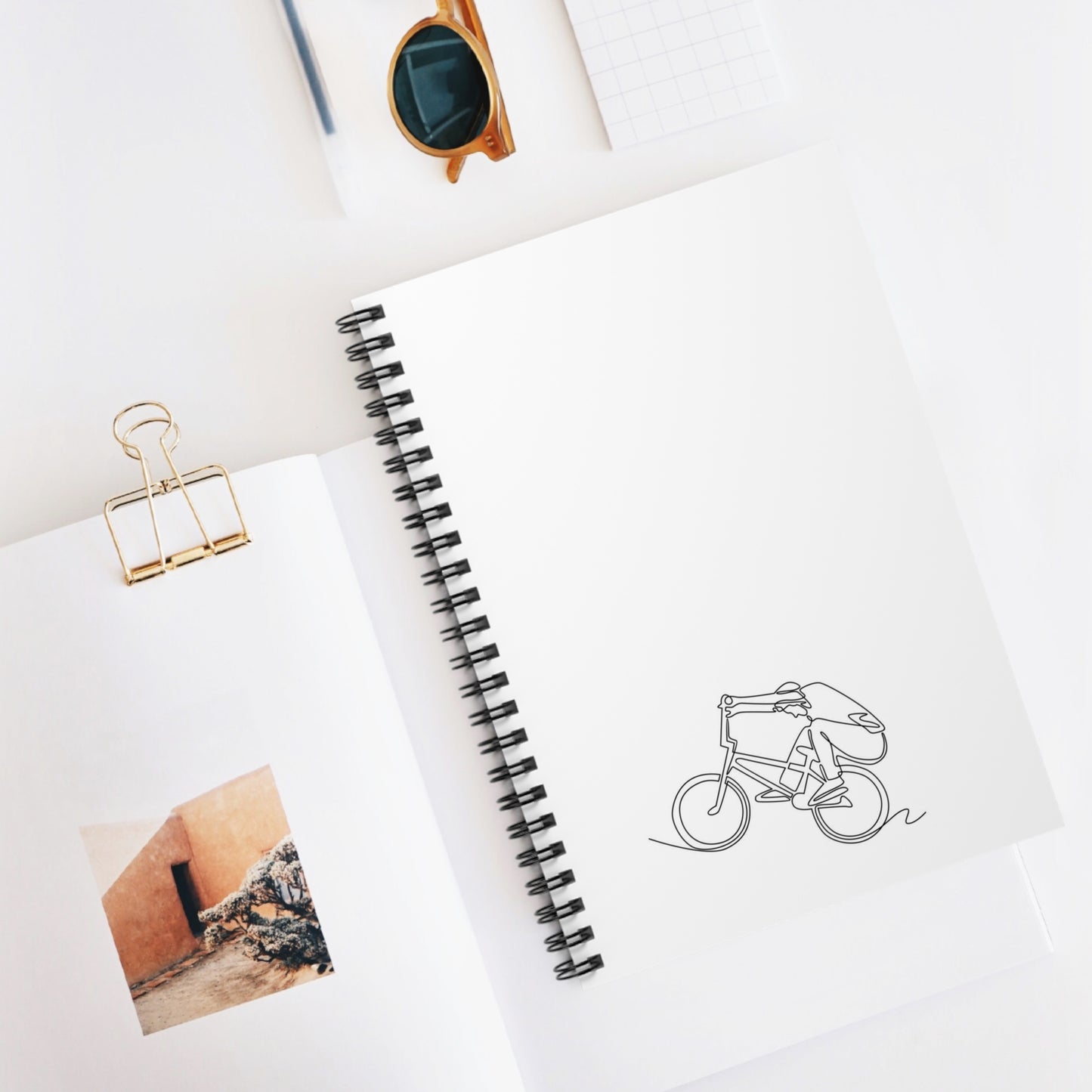 Minimal Rider Spiral Notebook - Clean Cycling Line Art Journal