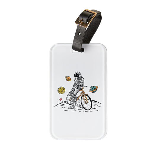 Astronaut Cycling Luggage Tag - Space Bike Travel Tag for Cyclists & Sci-Fi Fans