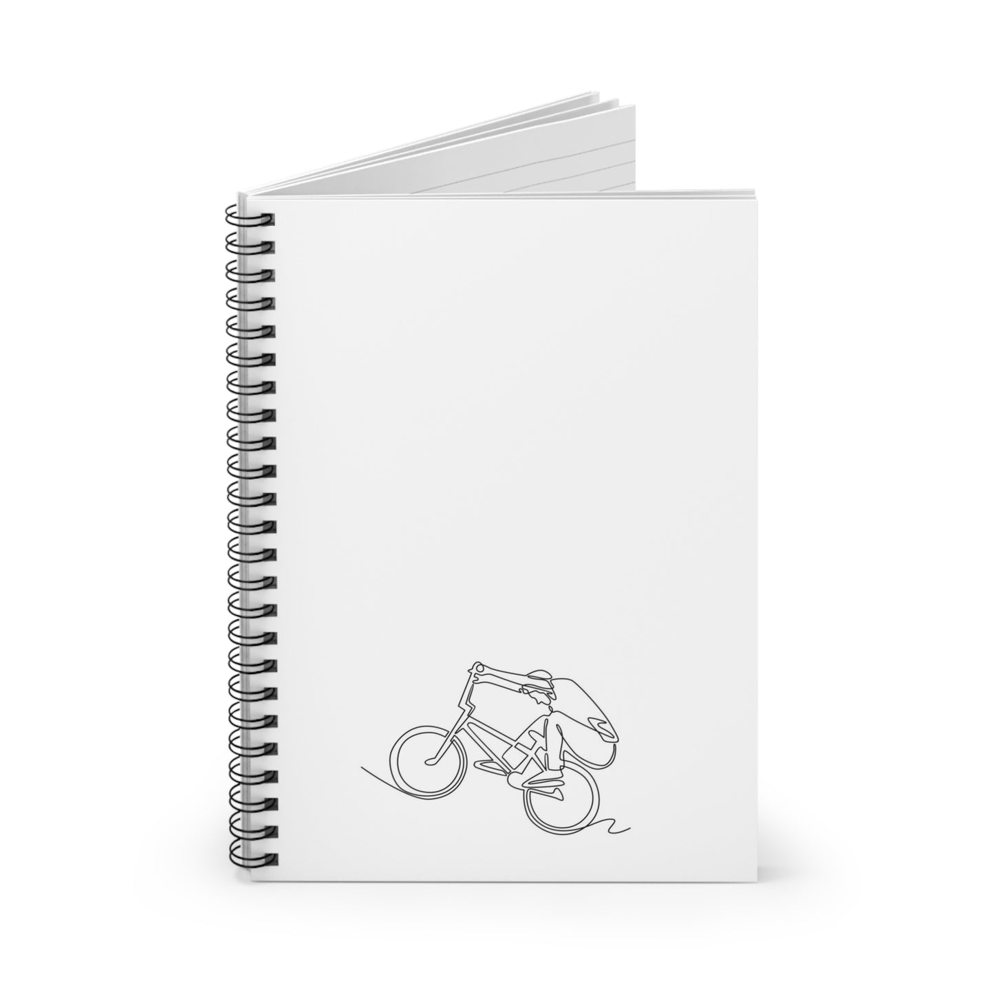 Minimal Rider Spiral Notebook - Clean Cycling Line Art Journal