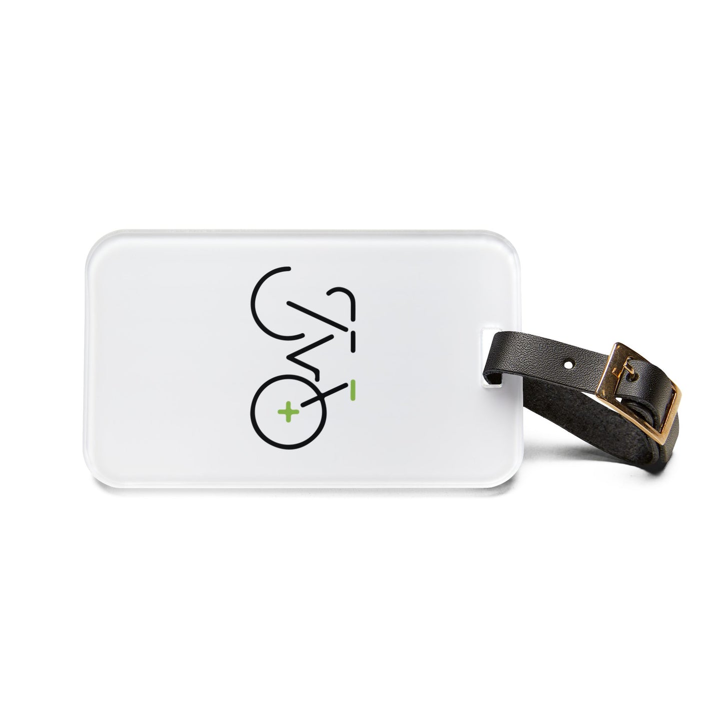 Cyclist Luggage Tag Gift - Minimal Bike Design Travel Tag with Leather Strap