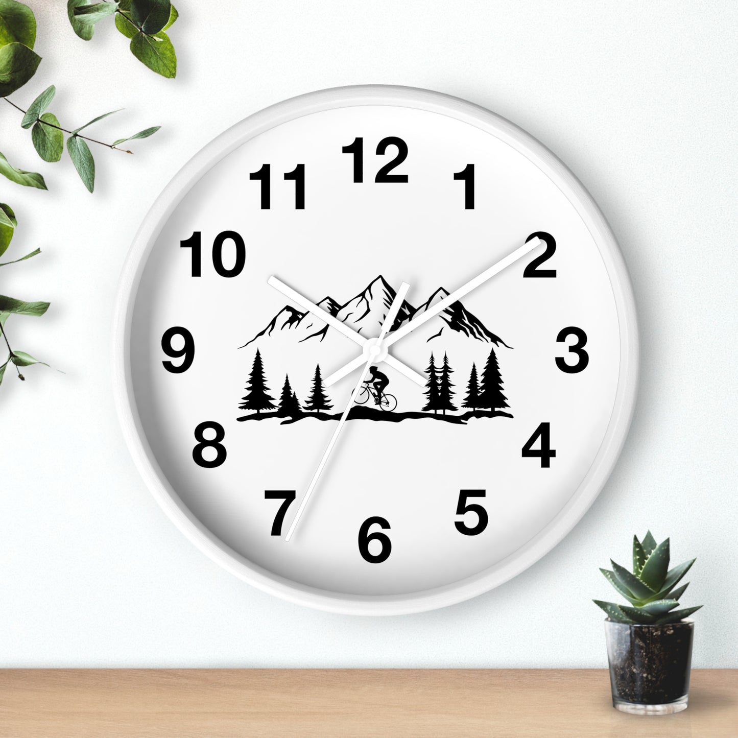Mountain Bike Wall Clock - Outdoor Adventure Clock, Minimal Nature Home Decor