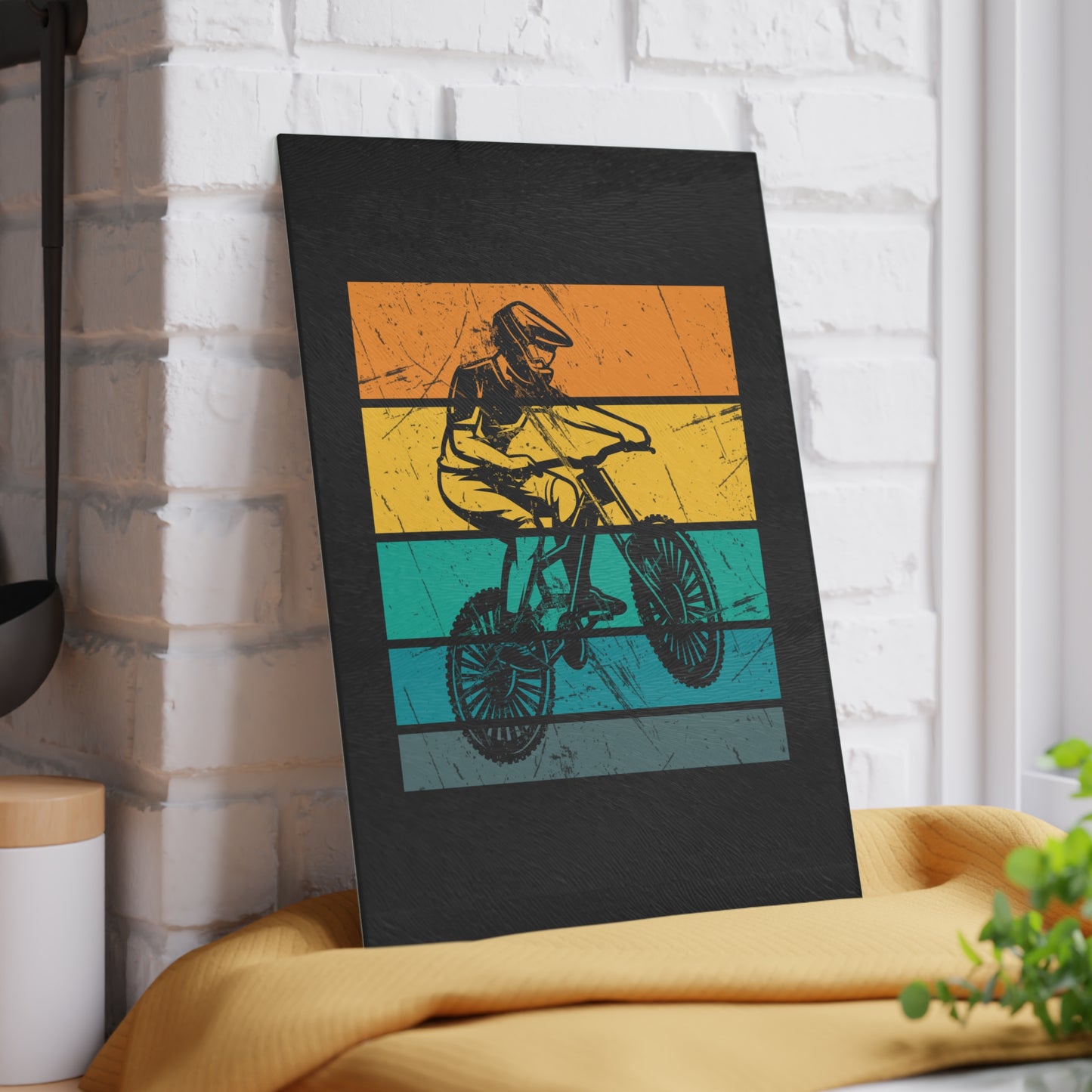Cycling Clears My Head - Retro Bike Glass Cutting Board for Urban Riders