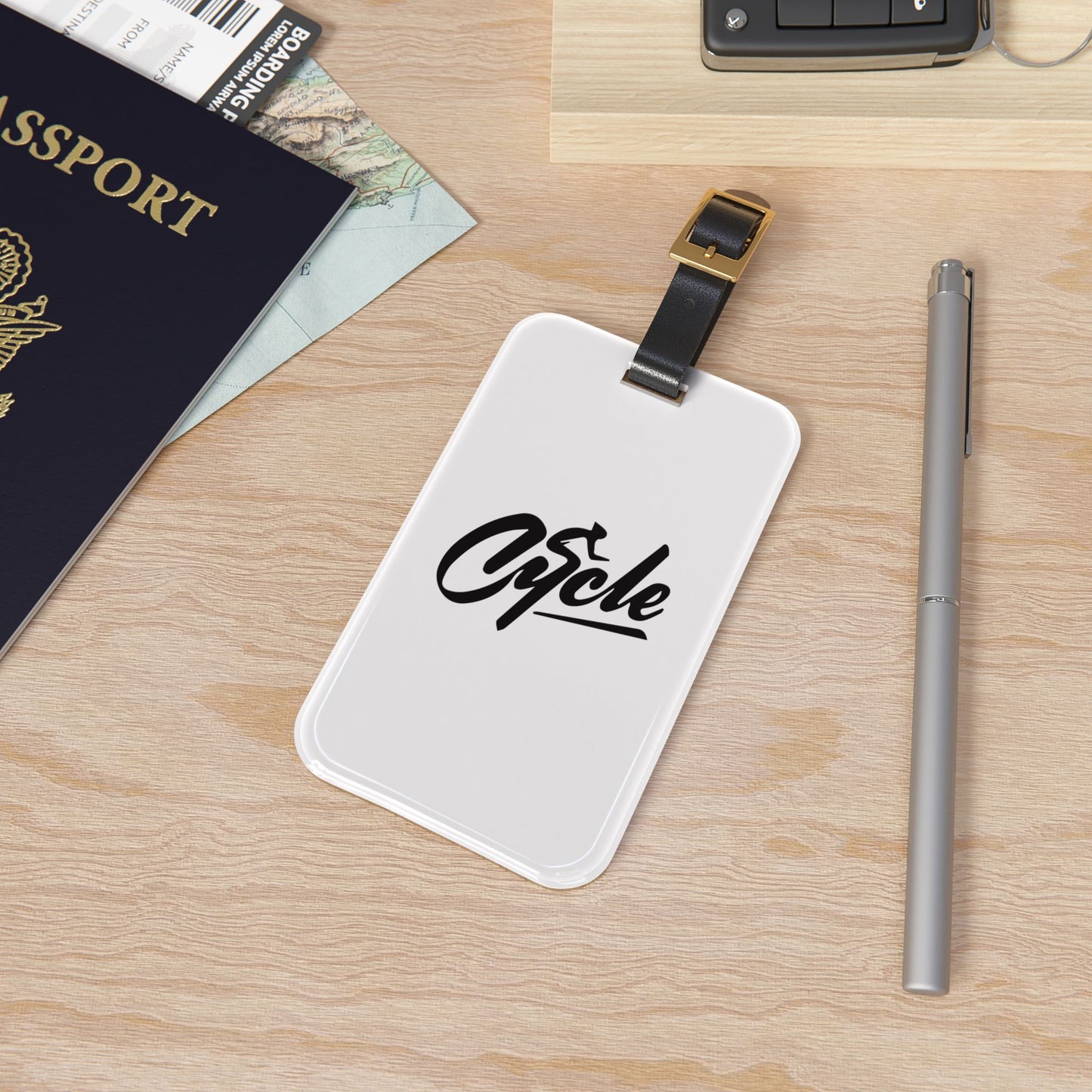 Cycling Luggage Tag Gift for Bike Lovers, Acrylic Travel Tag with Leather Strap