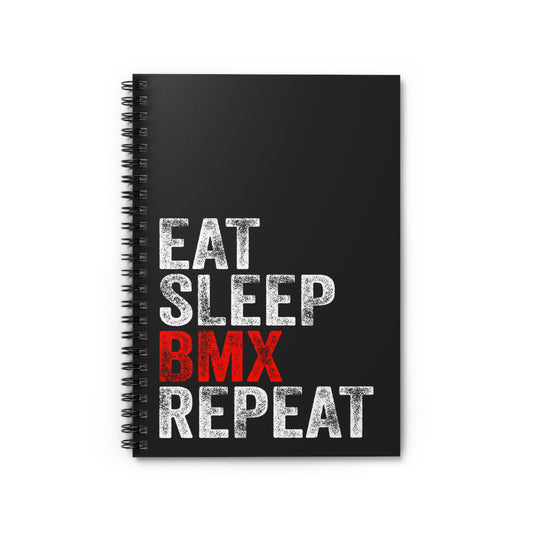 Eat Sleep BMX Repeat Spiral Notebook - BMX Rider Writing Journal