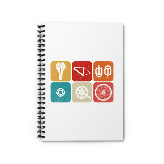 Cycling Parts Spiral Notebook - Minimal Bike Components Journal