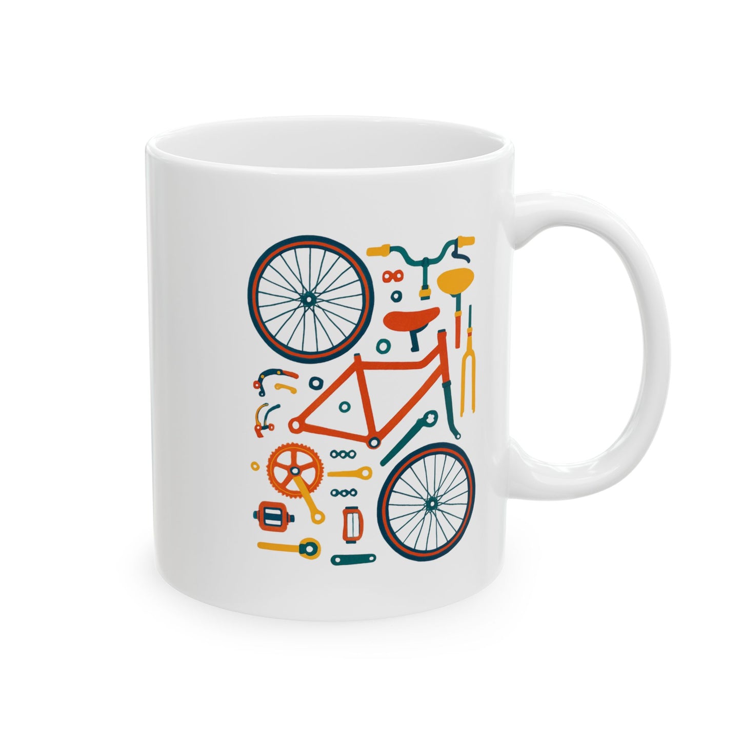 Build The Ride Mug | Bicycle Parts Flat Lay Art | Creative Cycling Coffee