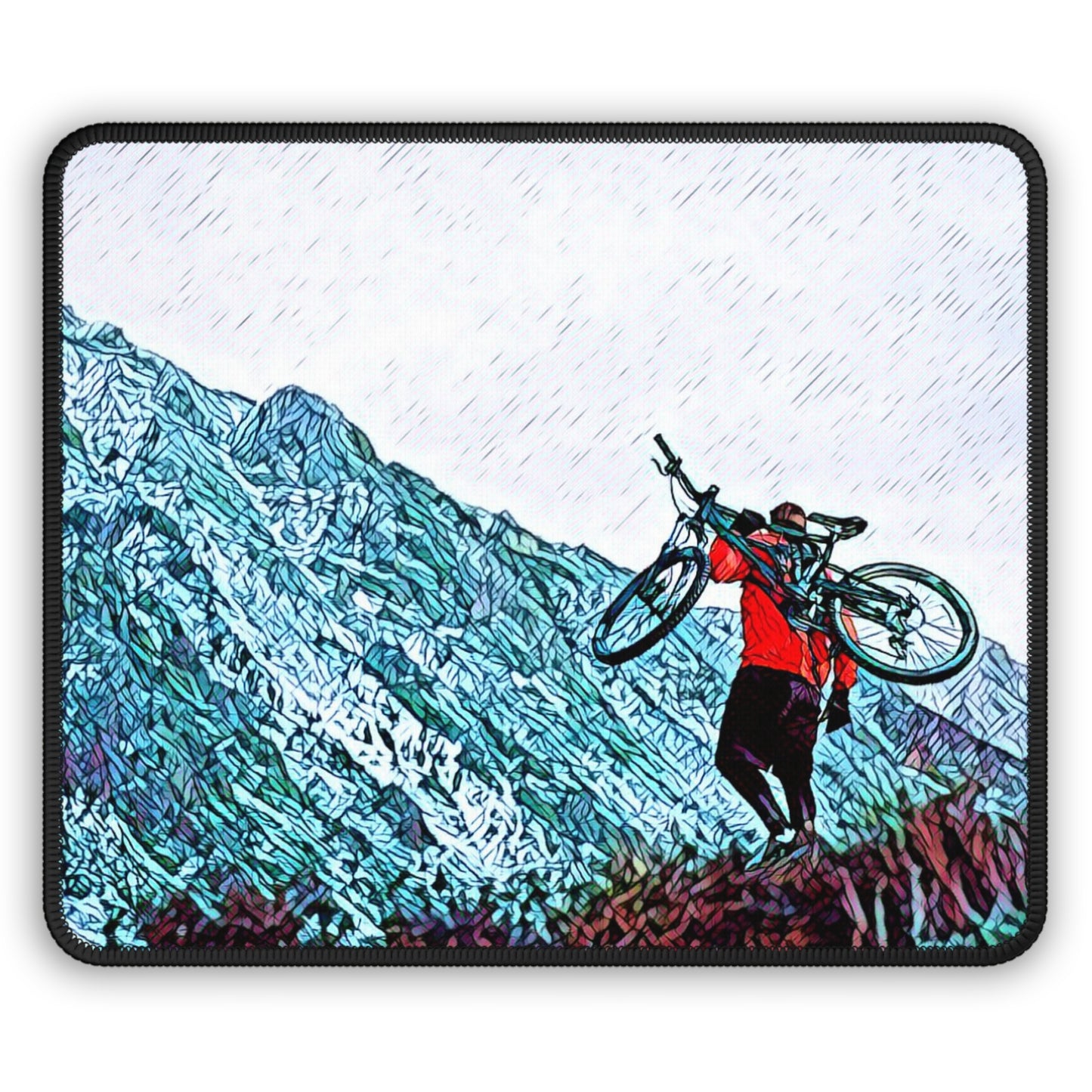 Mountain Bike Journey Mouse Pad - Scenic Cycling Desk Decor