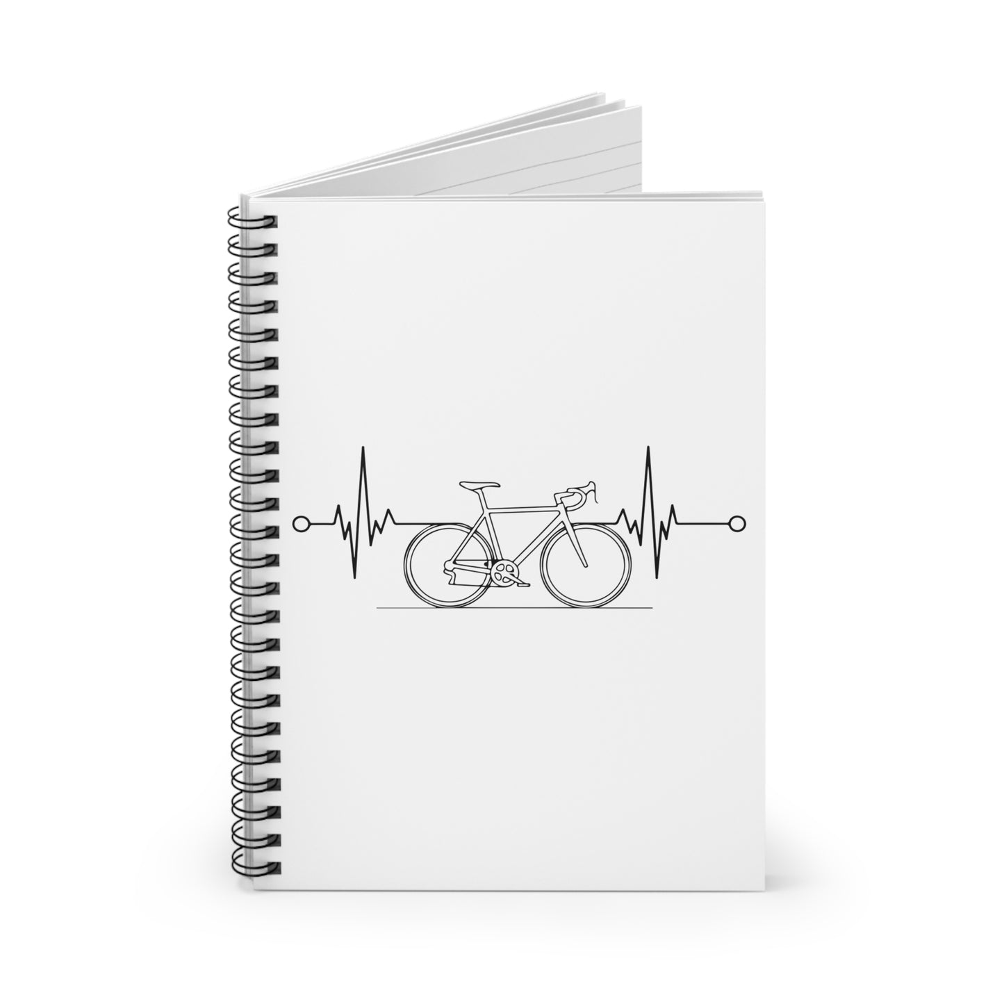 Cycling Heartbeat Spiral Notebook - Minimal Bike Writing Journal
