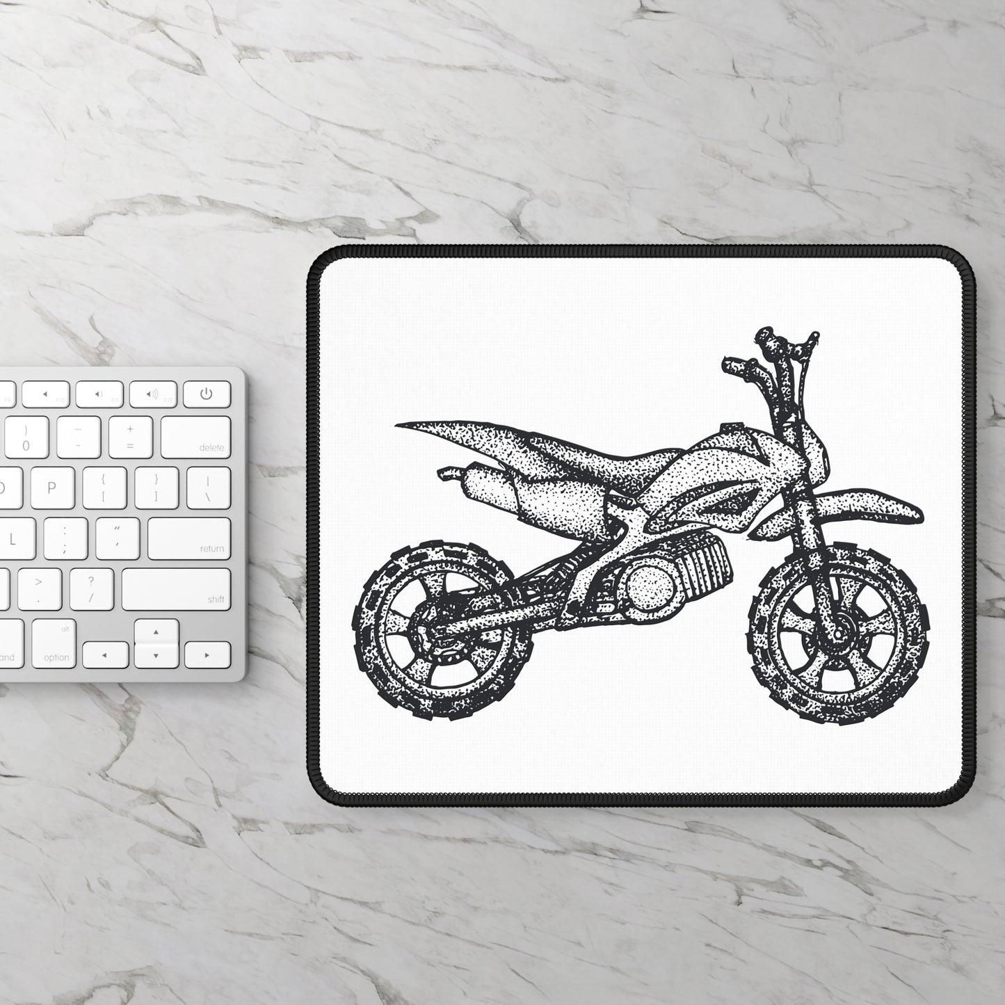 Dirt Bike Mouse Pad for Bike Lovers, Black and White Motorcycle Desk Accessory
