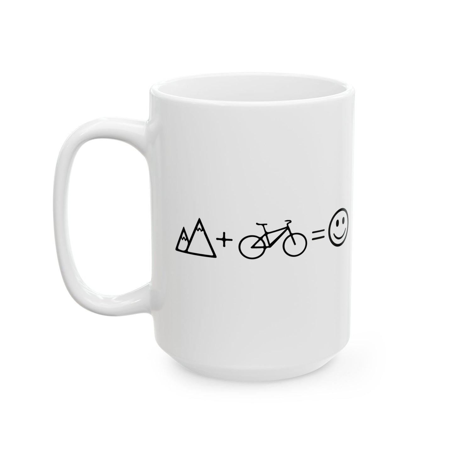 Trail Math Happiness Mug | Mountain Bike Equation Art | Adventure Coffee Mood