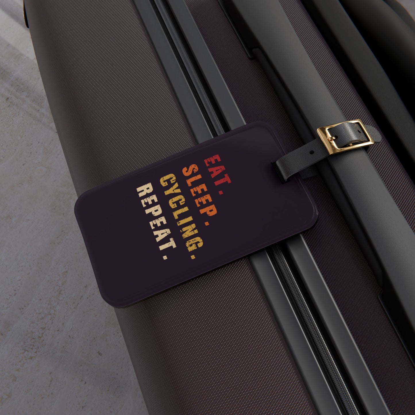 Eat Sleep Cycling Repeat Luggage Tag - Funny Cycling Quote Travel Tag for Bike Lovers