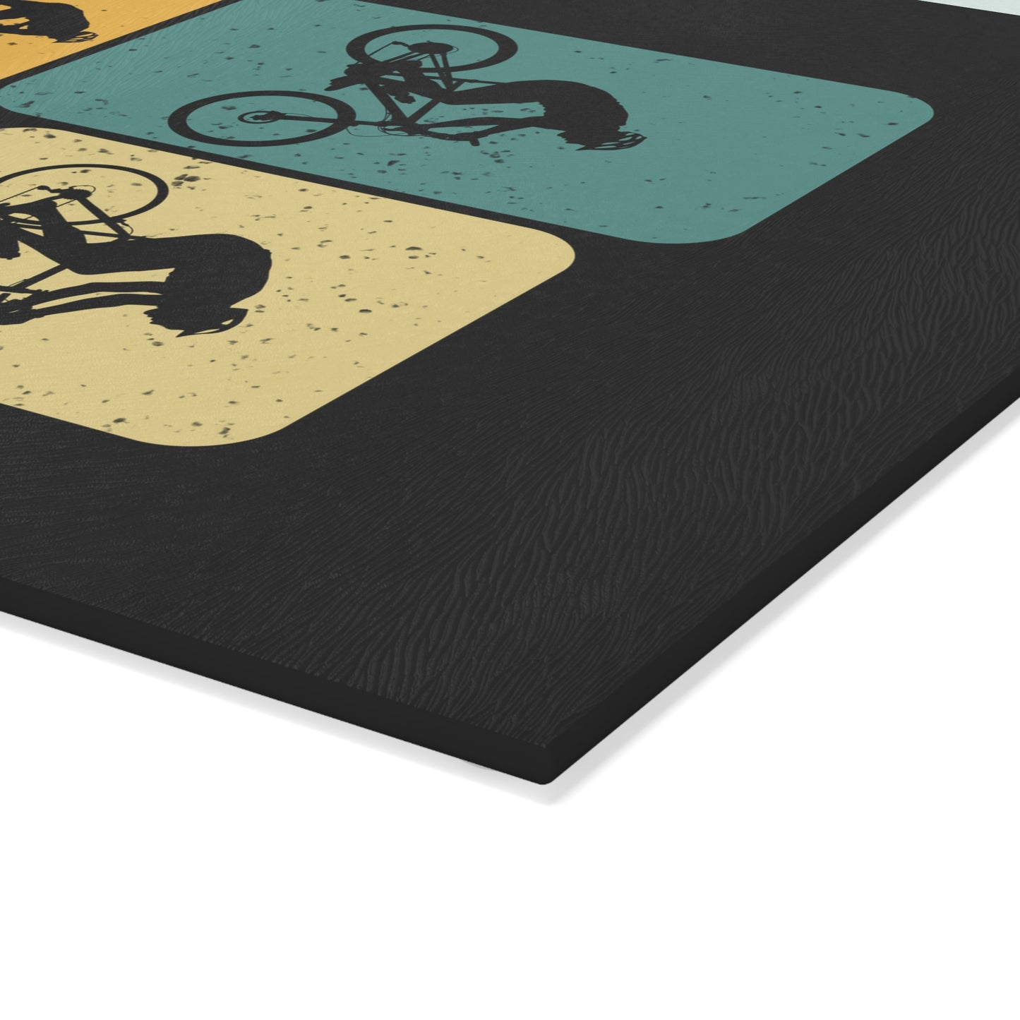 BMX Trick Glass Cutting Board - Retro BMX Silhouette Design, Cycling Kitchen Decor Gift