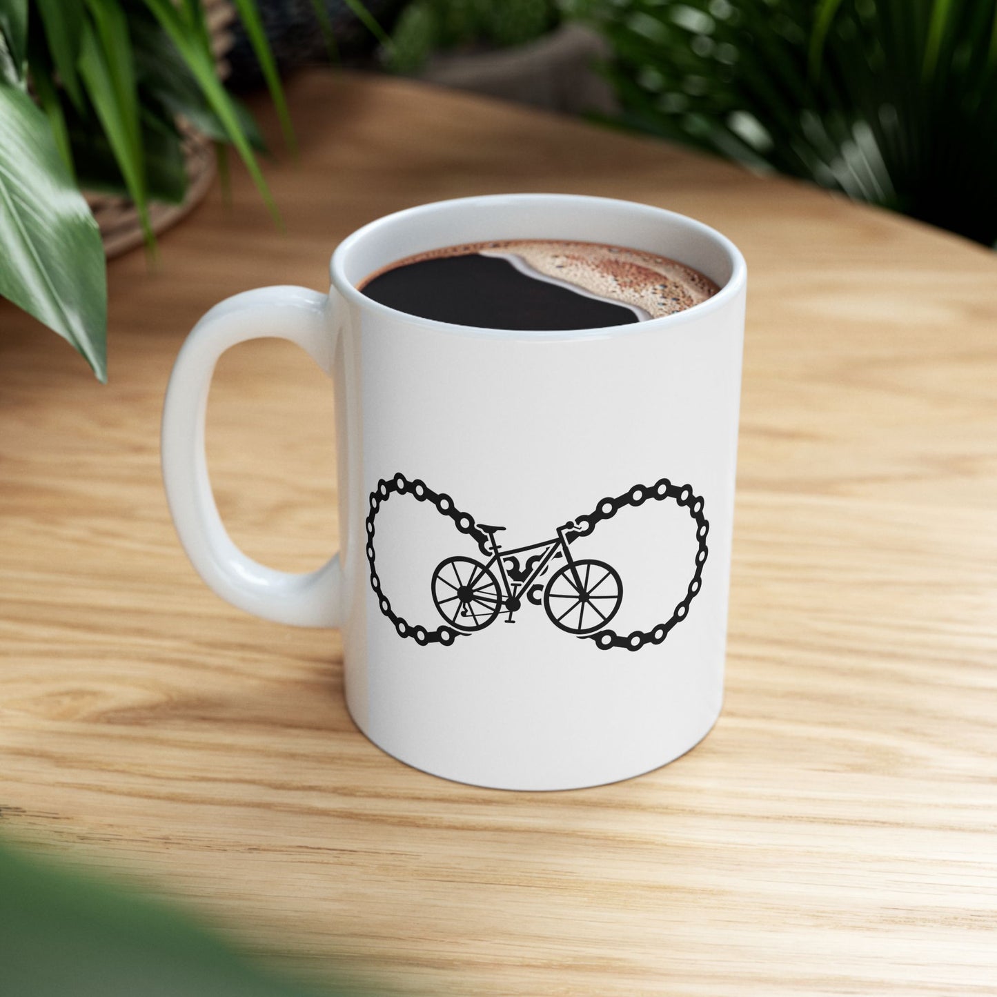 Infinite Chain Ride Mug | Bicycle Infinity Line Art | Endless Cycling Coffee Mood