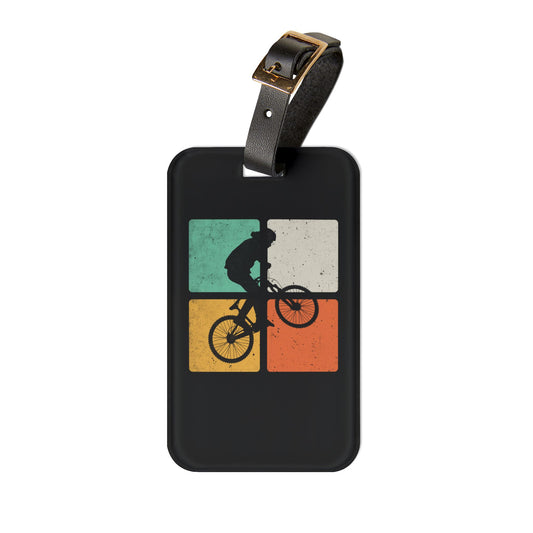 Cyclist Luggage Tag - Retro Bike Silhouette Design, Cycling Travel Tag for Bike Lovers
