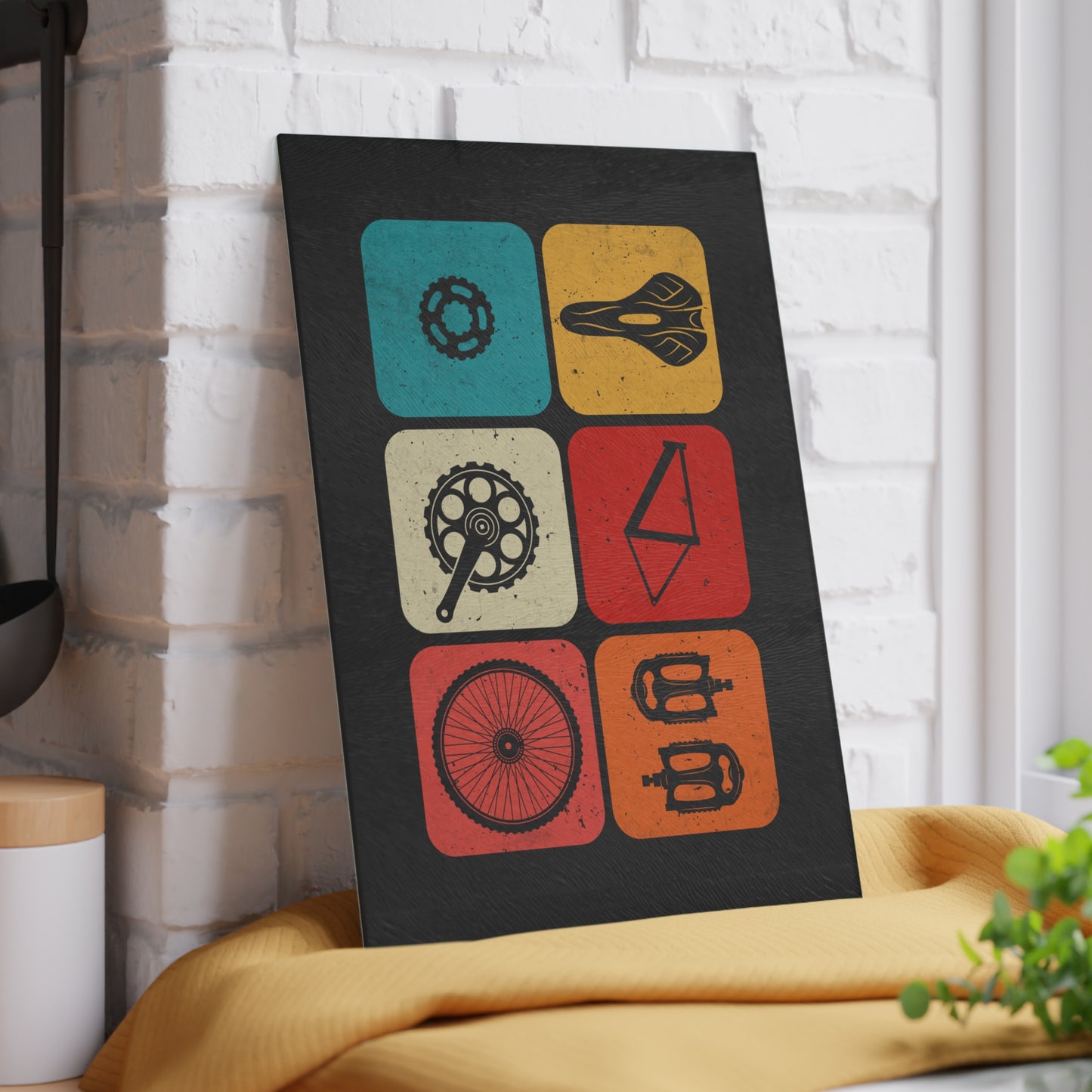 Cycling Glass Cutting Board - Bike Parts Kitchen Board, Bicycle Lover Gift, Modern Cycling Decor